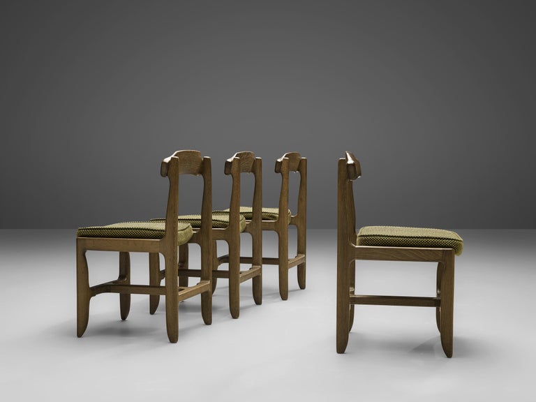 Guillerme et Chambron Set of Four Dining Chairs in Stained Oak For Sale 5