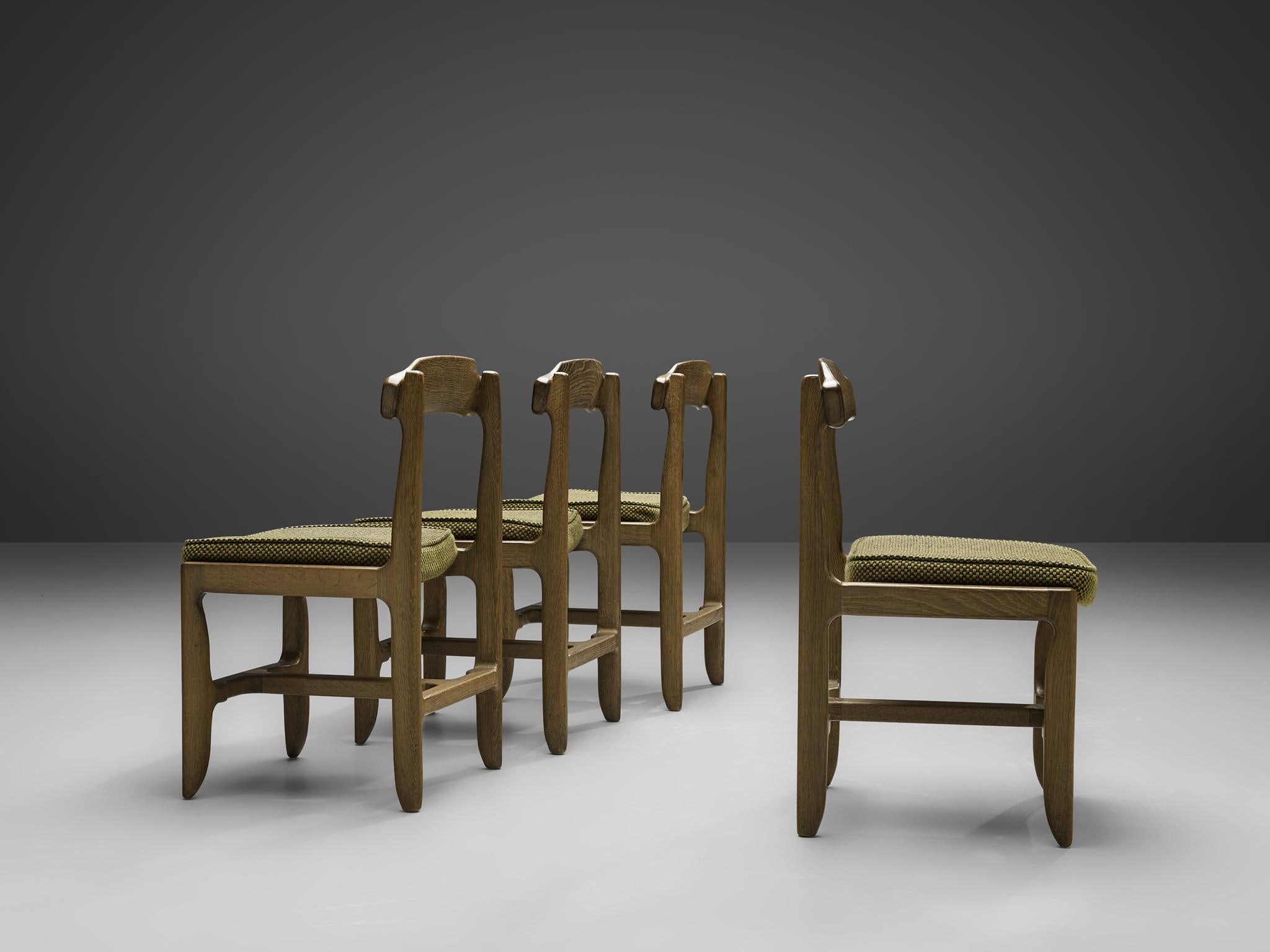 Mid-20th Century Guillerme et Chambron Set of Four Dining Chairs in Stained Oak