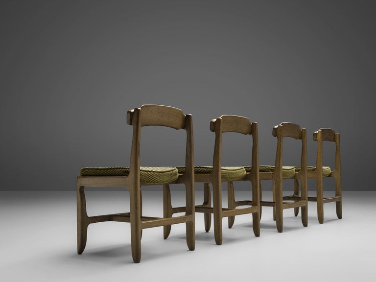 Guillerme et Chambron Set of Four Dining Chairs in Stained Oak For Sale 1