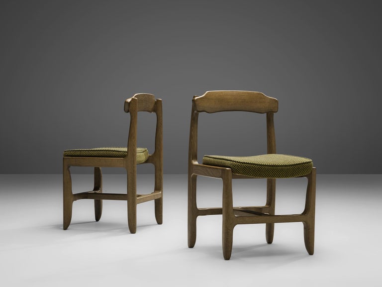 Guillerme et Chambron Set of Four Dining Chairs in Stained Oak For Sale 2