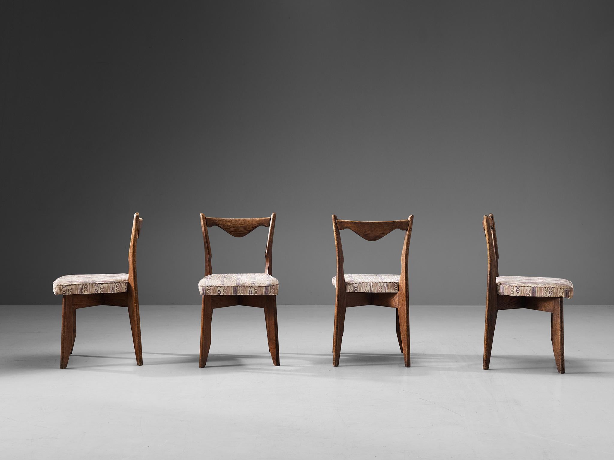 French Guillerme & Chambron Set of Four Dining Chairs Model 'Thibault' in Oak