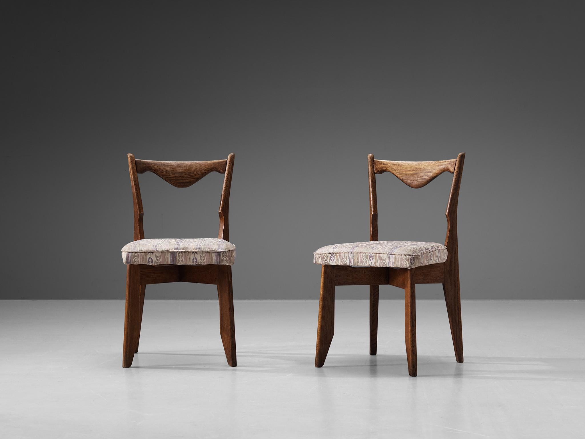 Mid-20th Century Guillerme & Chambron Set of Four Dining Chairs Model 'Thibault' in Oak