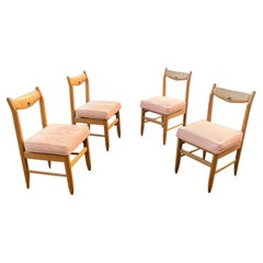 Used Guillerme et Chambron, Set of Four Oak Chairs, Edition Votre Maison, circa 1970