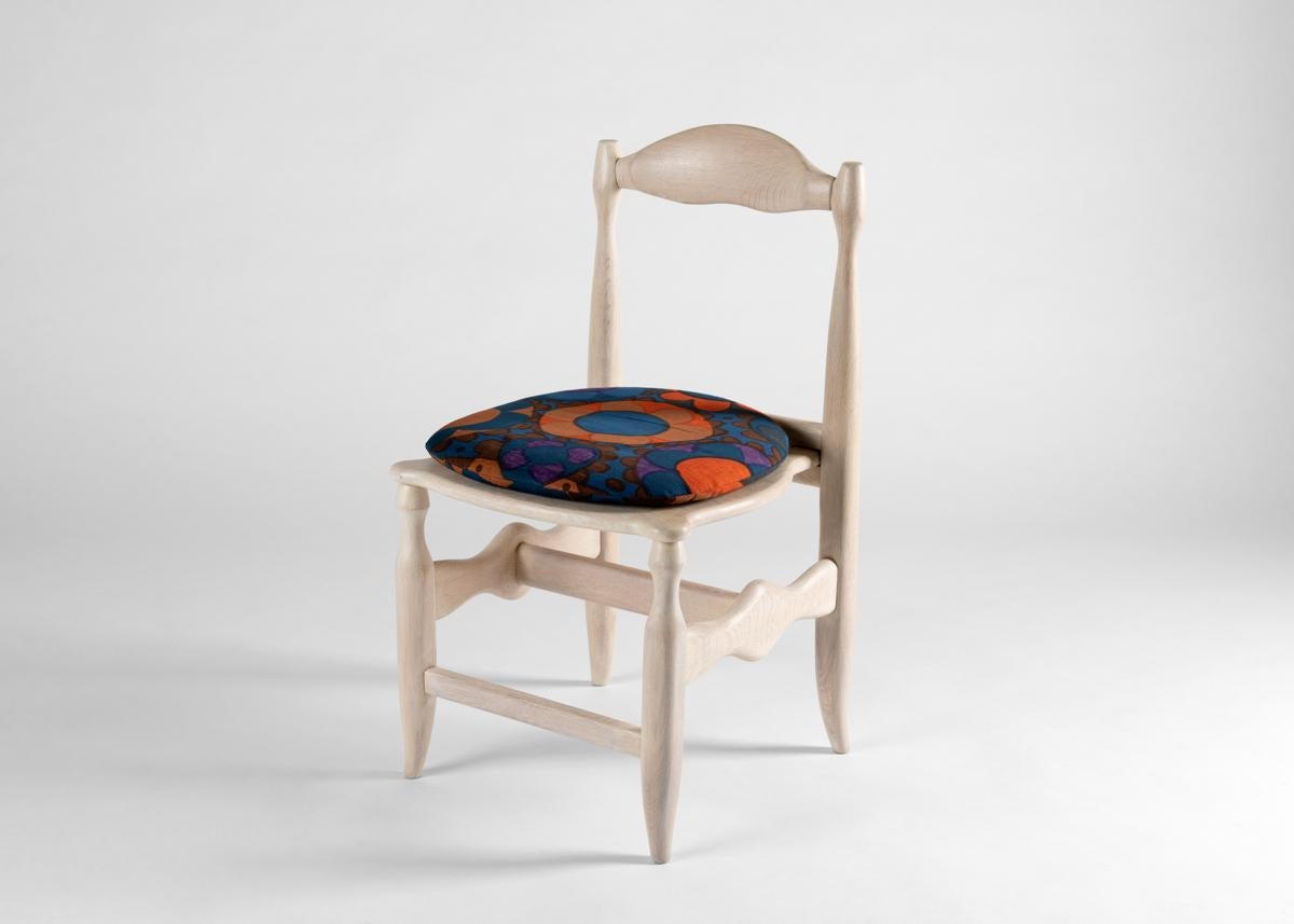 20th Century Guillerme et Chambron, Set of Four Side Limed Chairs, France, c. 1960