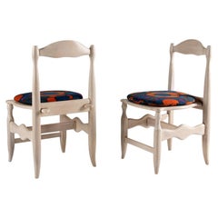 Guillerme et Chambron, Set of Four Side Limed Chairs, France, c. 1960