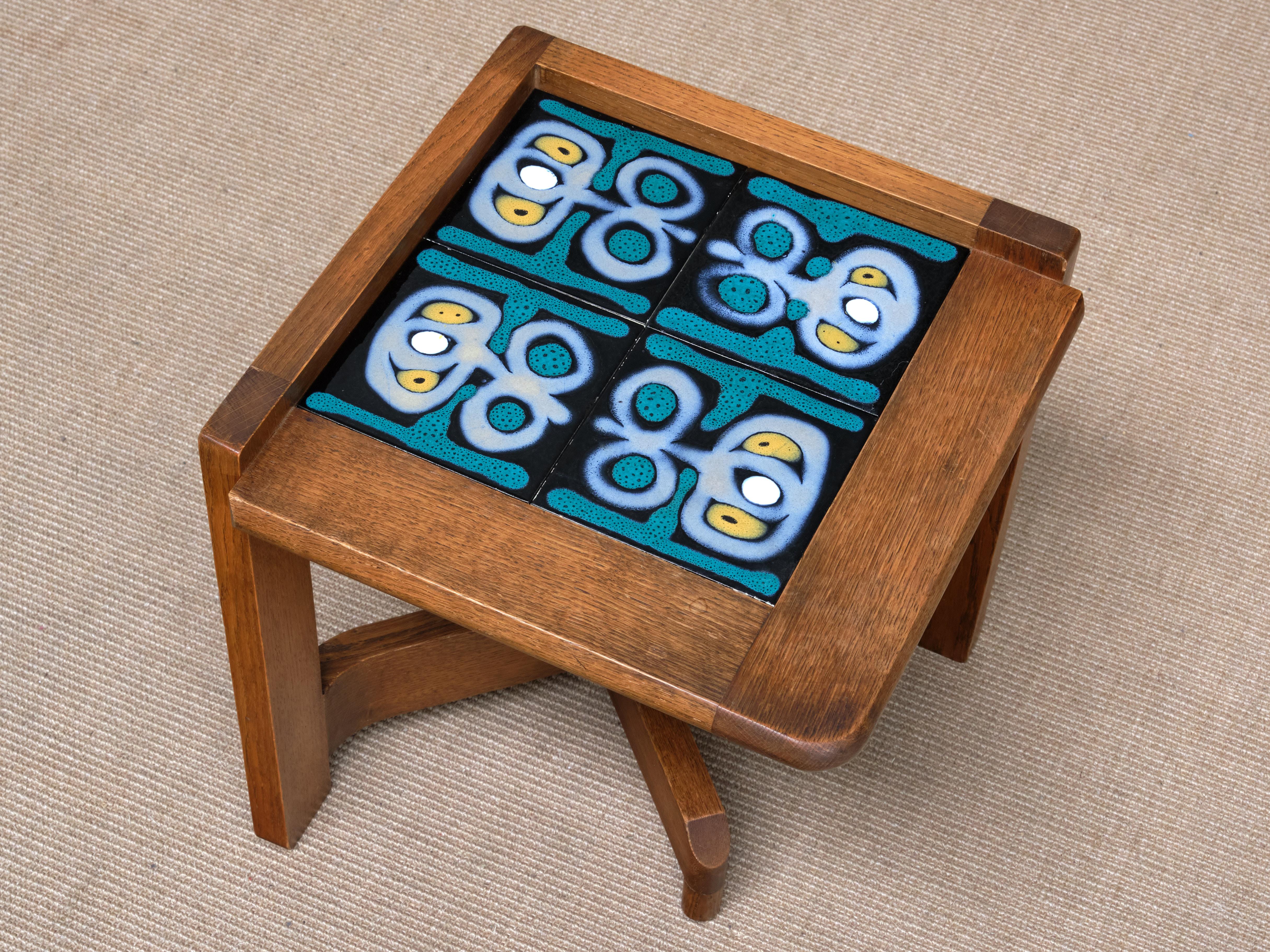 Guillerme et Chambron Set of Four Side Tables / Modular Coffee Table, 1950s For Sale 6