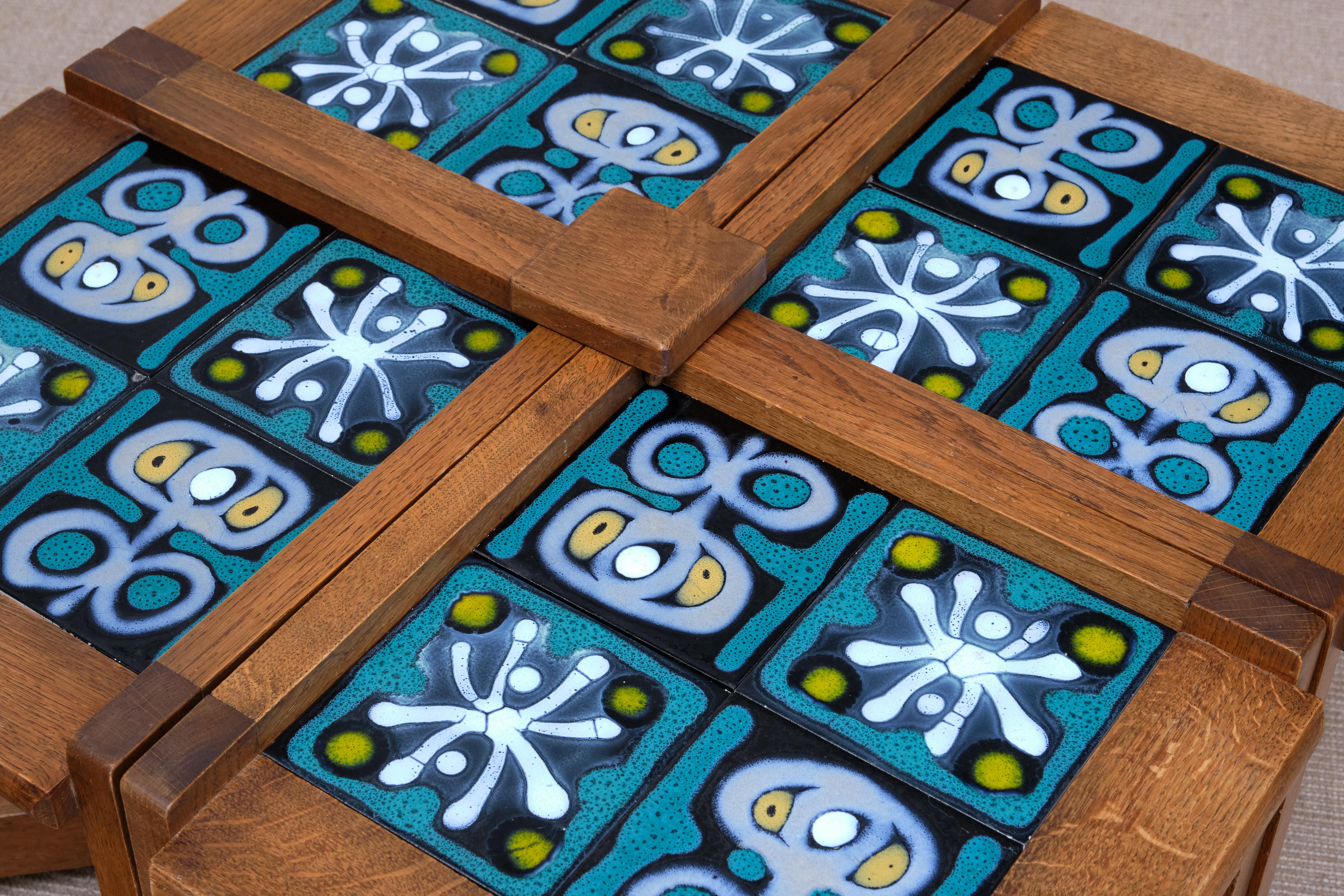 Guillerme et Chambron Set of Four Side Tables / Modular Coffee Table, 1950s For Sale 9