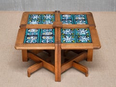 Guillerme et Chambron Set of Four Side Tables / Modular Coffee Table, 1950s