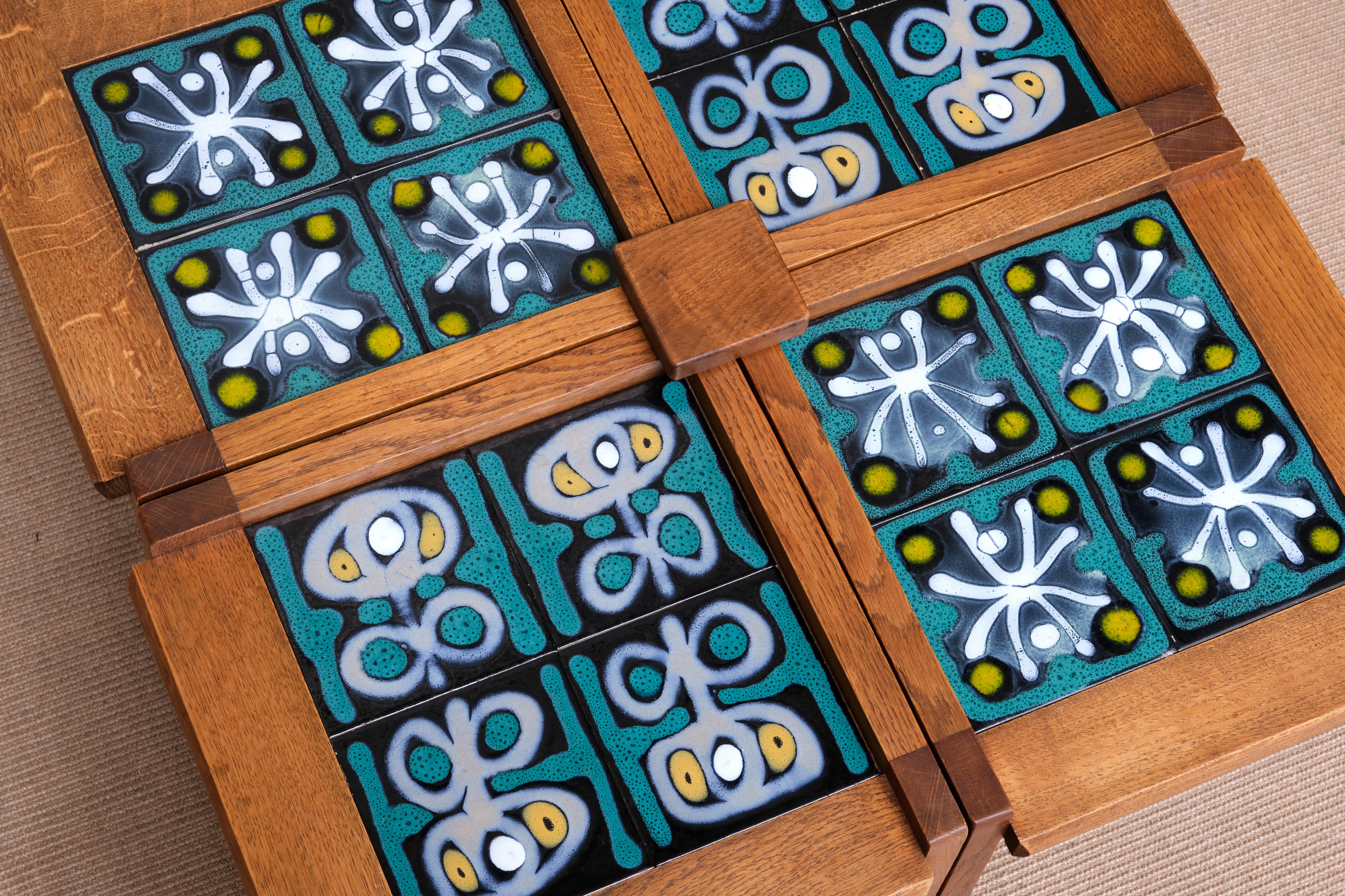 Mid-20th Century Guillerme et Chambron Set of Four Side Tables / Modular Coffee Table, 1950s For Sale