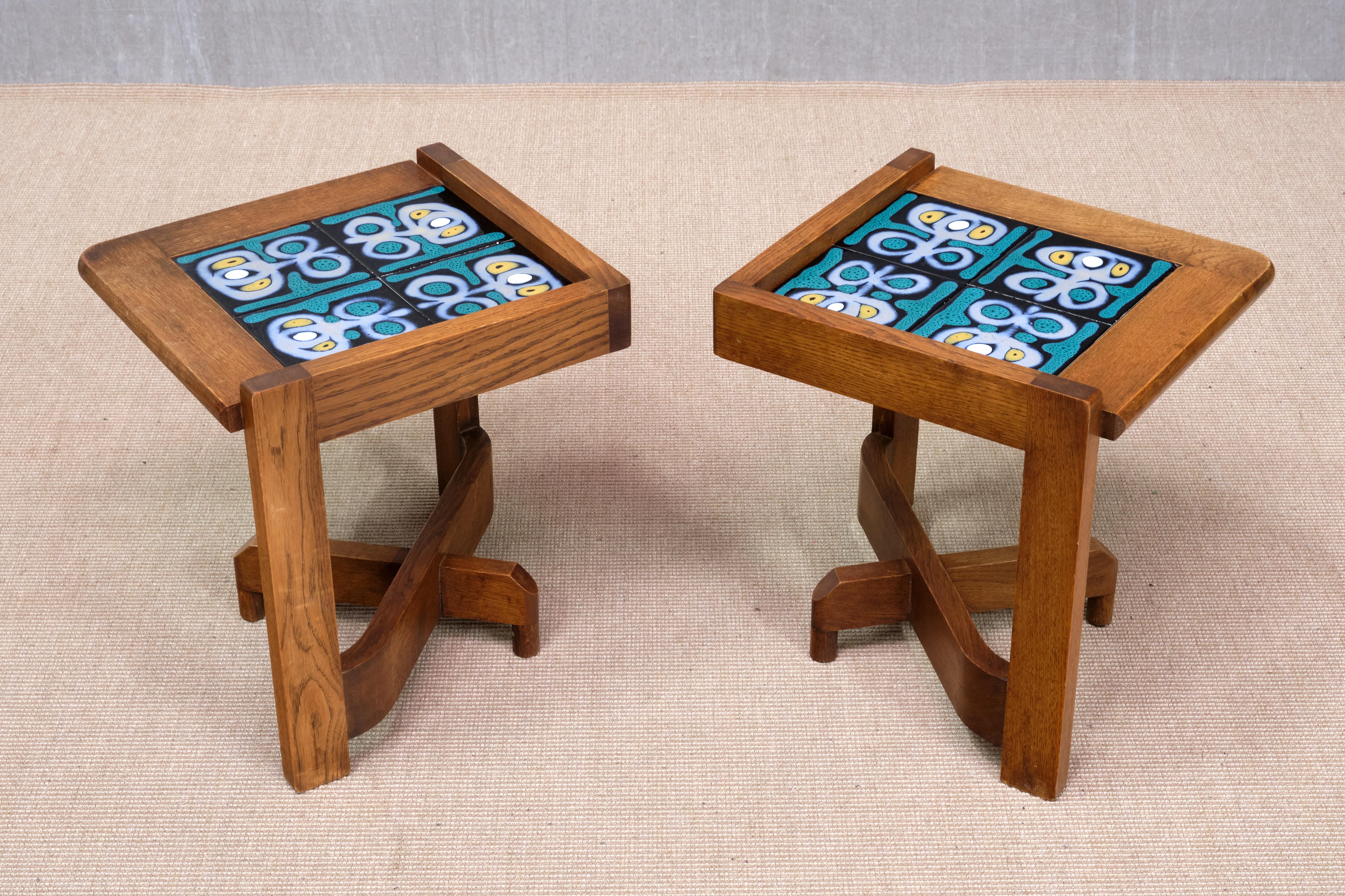 Guillerme et Chambron Set of Four Side Tables / Modular Coffee Table, 1950s For Sale 1