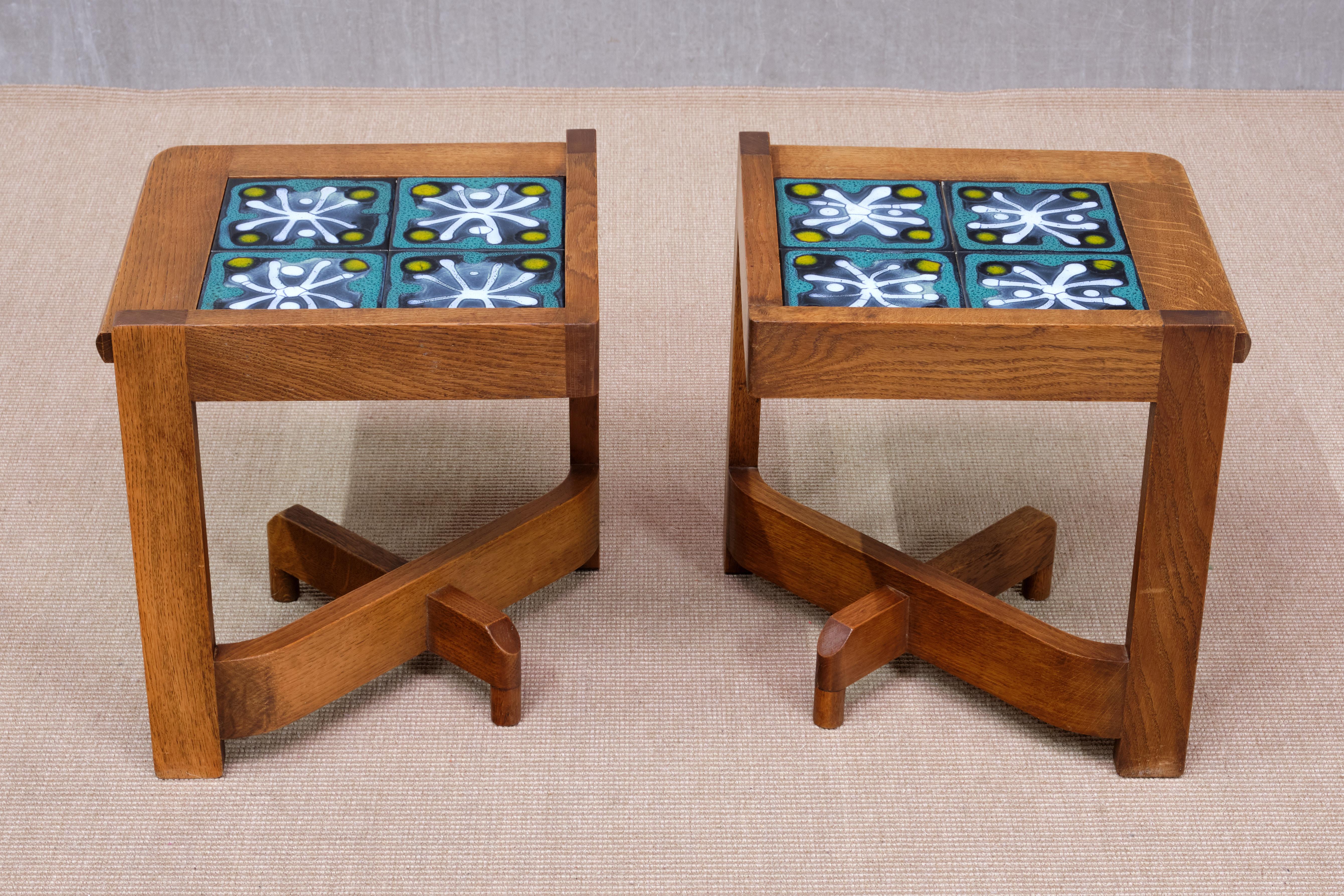 Guillerme et Chambron Set of Four Side Tables / Modular Coffee Table, 1950s For Sale 2