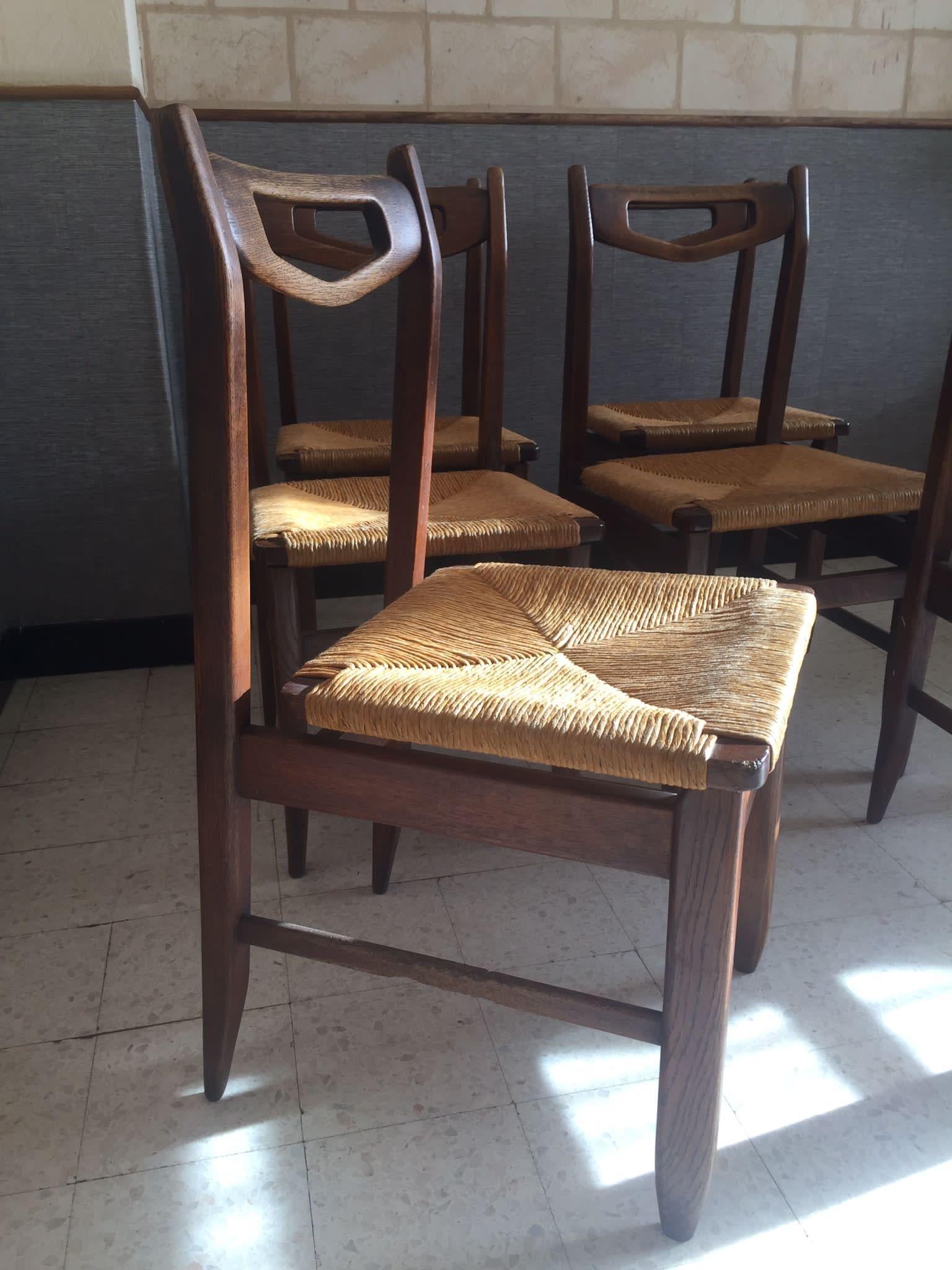 Modern Guillerme et Chambron Set of Six Dining Chairs