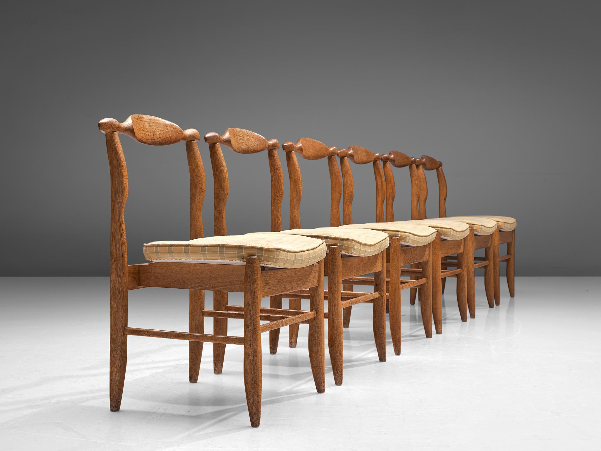 Mid-Century Modern Guillerme et Chambron Set of Six Dining Chairs