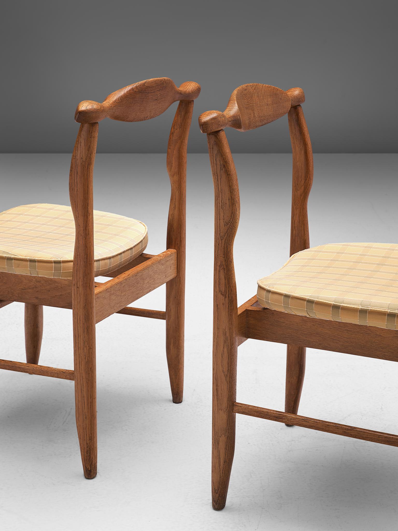 Guillerme et Chambron Set of Six Dining Chairs In Good Condition In Waalwijk, NL