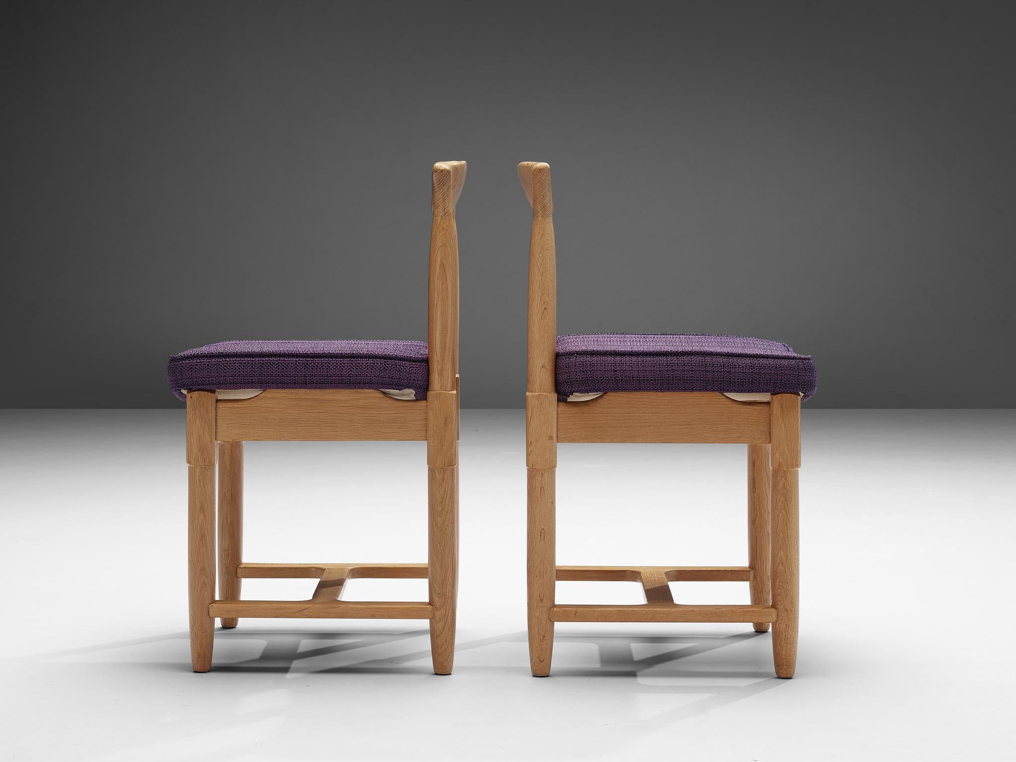 Guillerme & Chambron Set of Six 'Elmyre' Dining Chairs in Oak  1