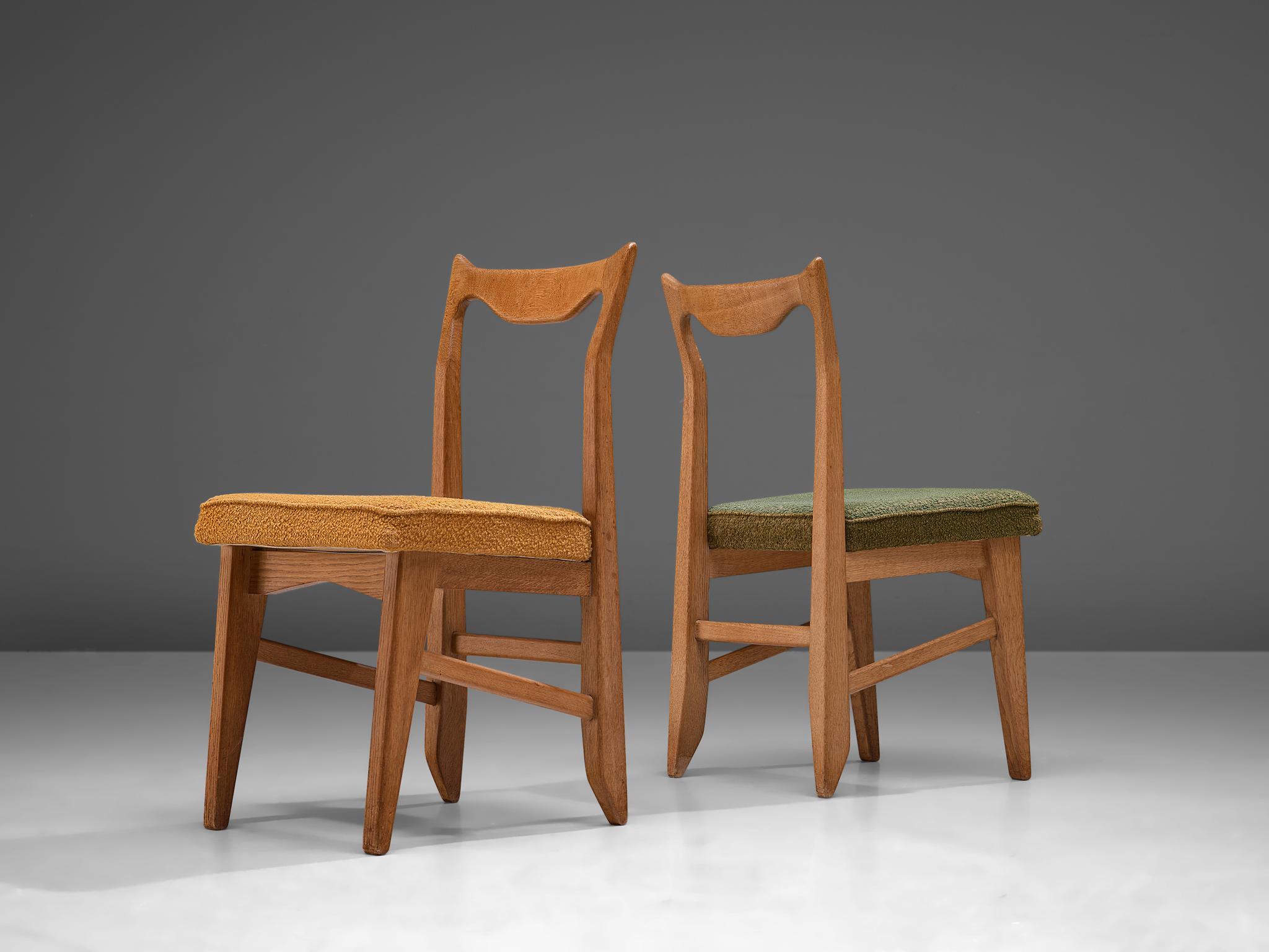 Mid-20th Century Guillerme et Chambron Set of Six Dining Chairs in Solid Oak