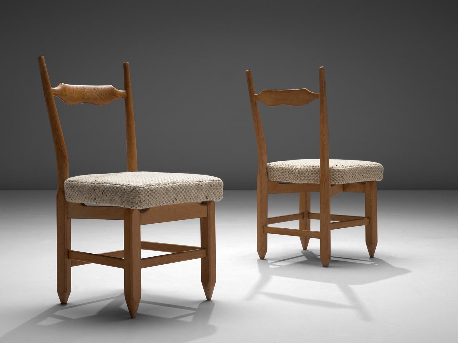 Mid-20th Century Guillerme et Chambron Set of Six Dining Chairs in Solid Oak