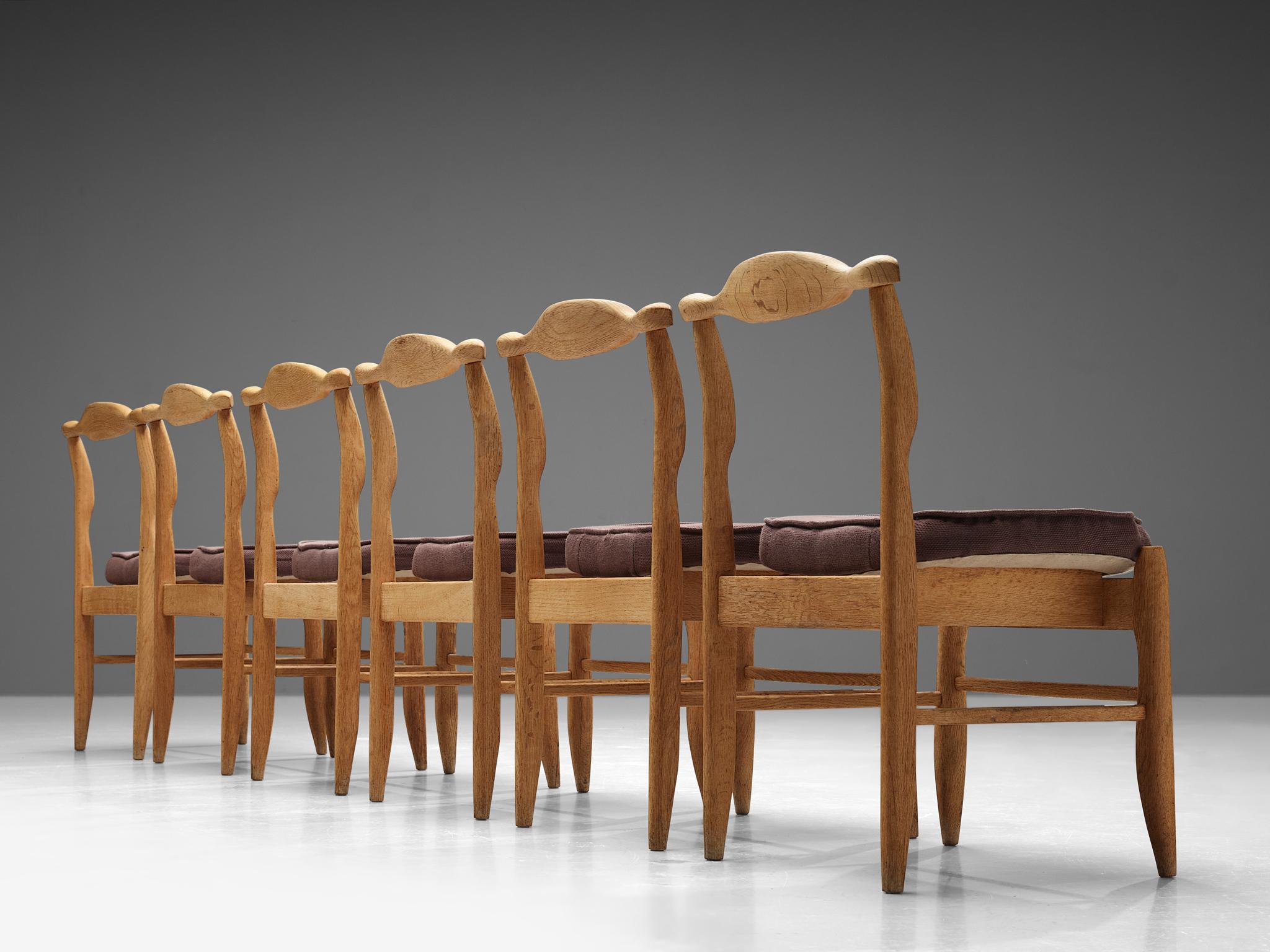 Mid-Century Modern Guillerme et Chambron Set of Six 'Fumay' Chairs