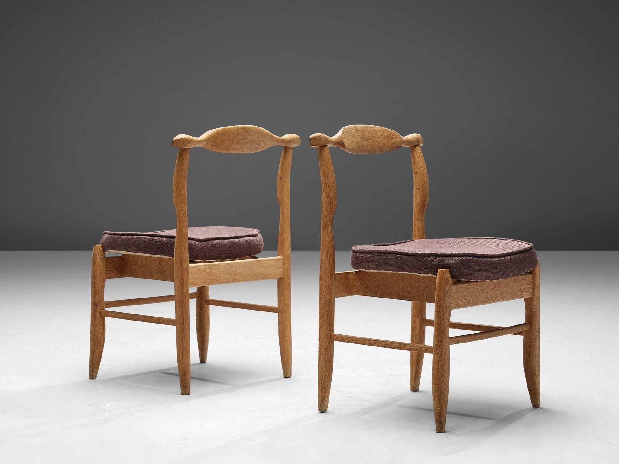 Mid-20th Century Guillerme et Chambron Set of Six 'Fumay' Chairs