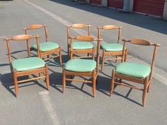 Guillerme et Chambron, Set of Six Oak Chairs, Fumay model.  Edition Votre Maison