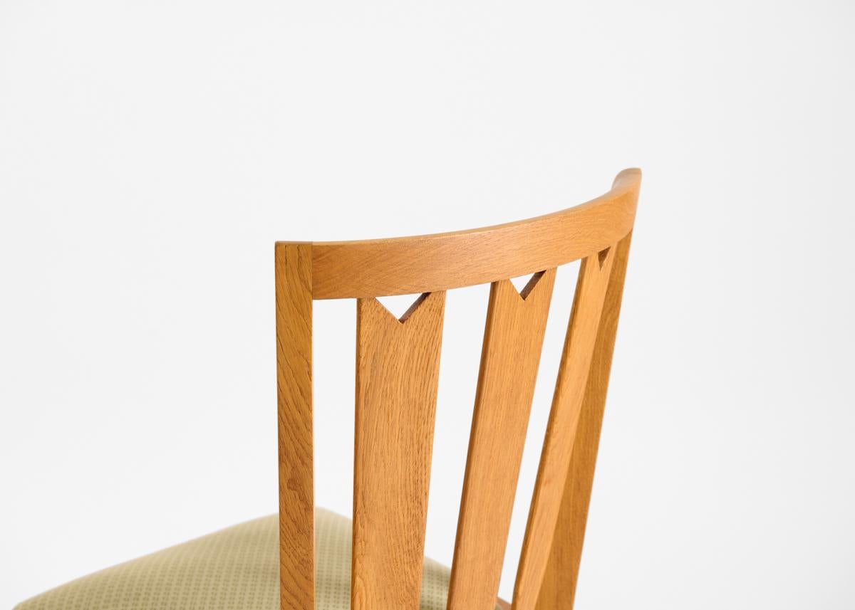20th Century Guillerme et Chambron, Set of Six Oak Dining Chairs, France, Mid-Century