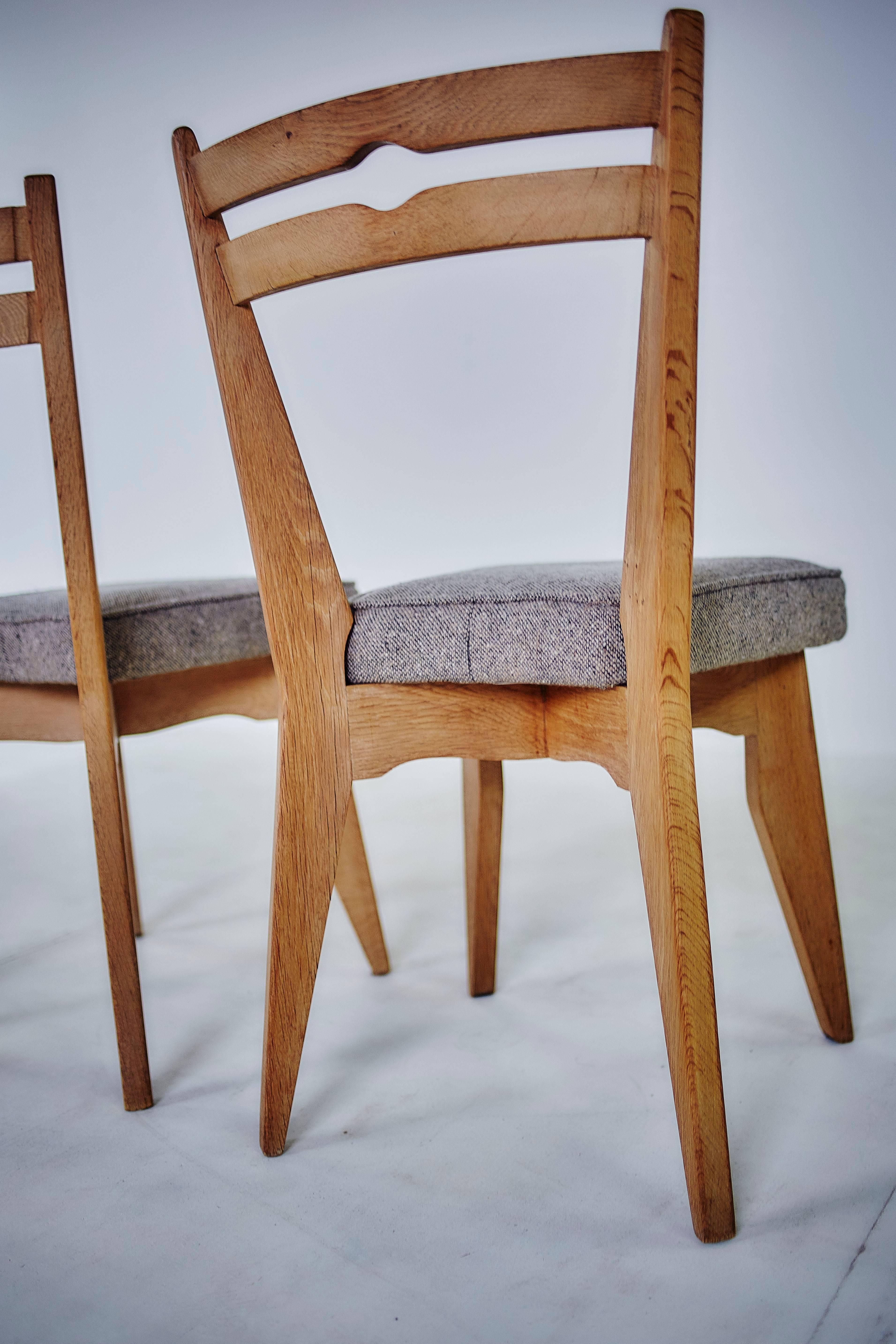 French Guillerme & Chambron Set of Six Thibault Chairs, circa 1960 For Sale