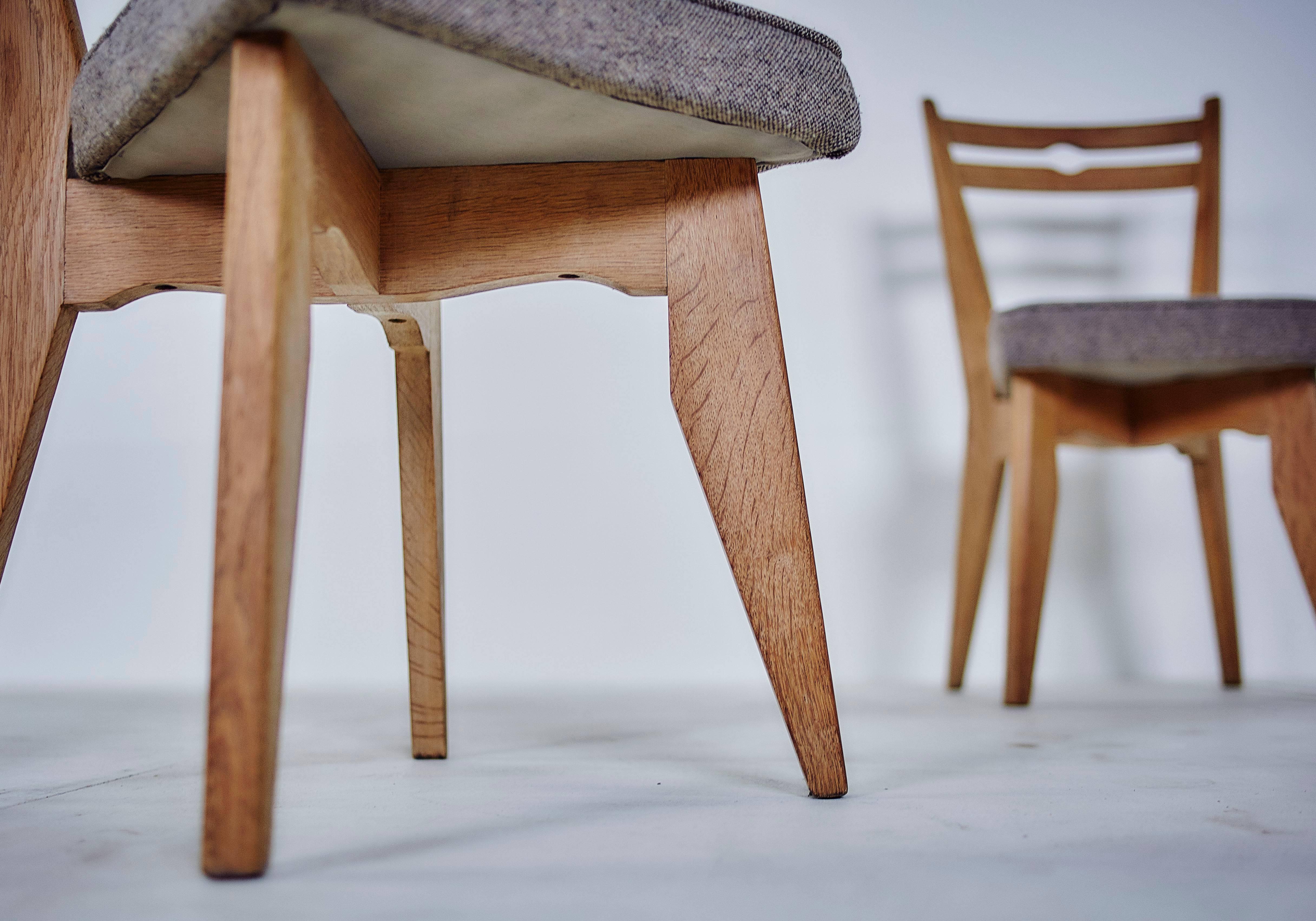 Woodwork Guillerme & Chambron Set of Six Thibault Chairs, circa 1960 For Sale