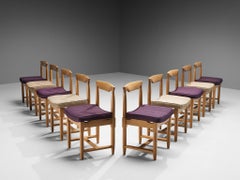 Guillerme & Chambron Set of Ten 'Elmyre' Dining Chairs in Oak