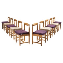 Guillerme & Chambron Set of Ten 'Elmyre' Dining Chairs in Oak