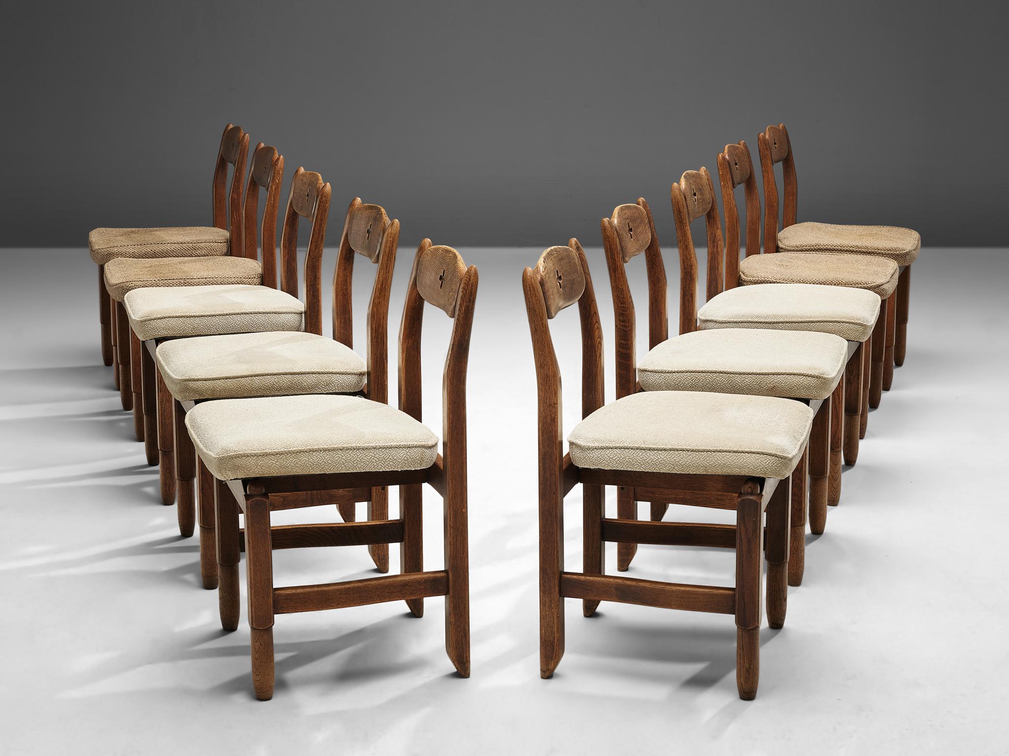Guillerme et Chambron Set of Ten ‘Lorraine’ Dining Chairs in Solid Oak 2