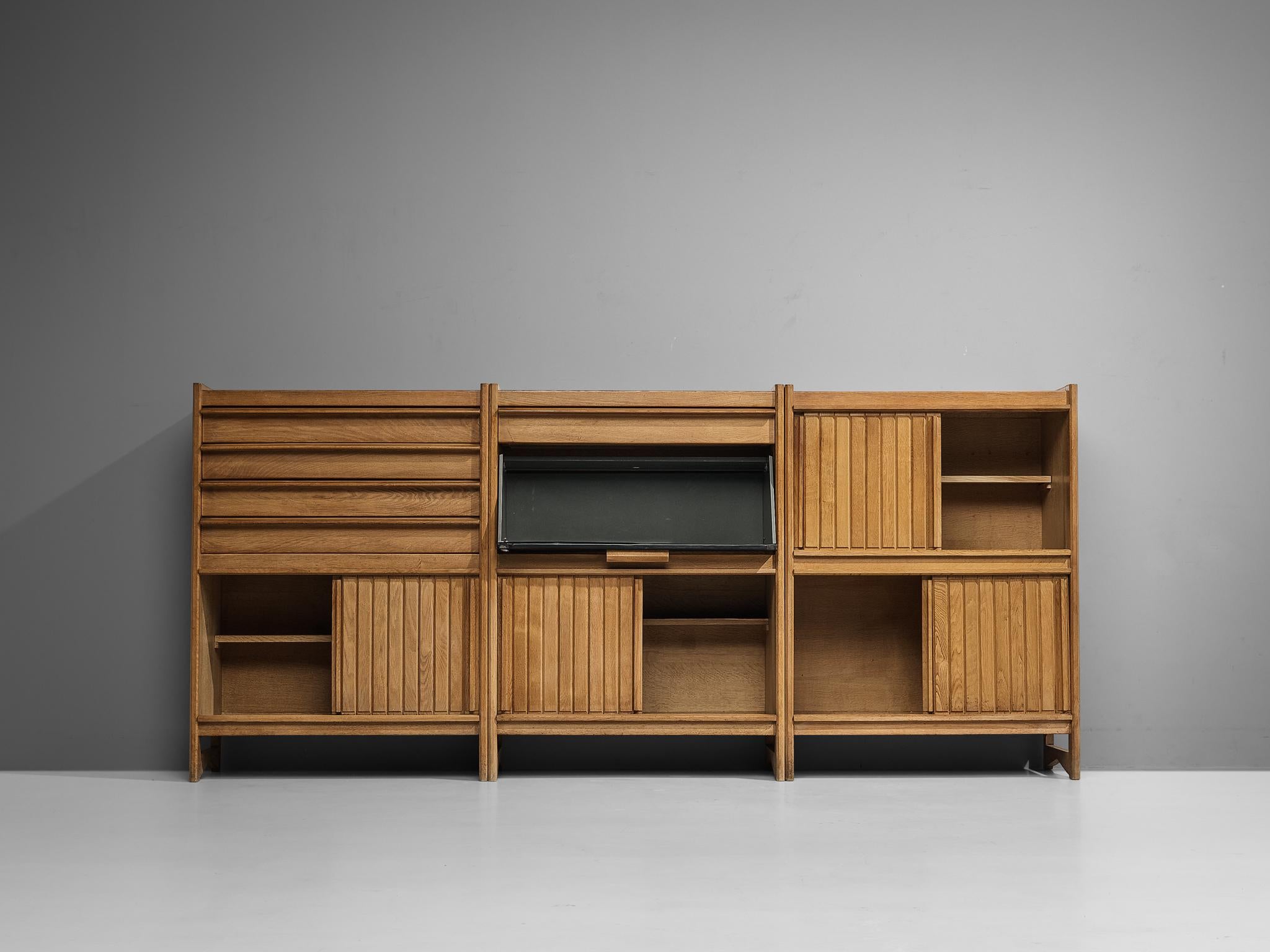 Guillerme et Chambron Set of Three Cabinets in Solid Oak In Good Condition In Waalwijk, NL