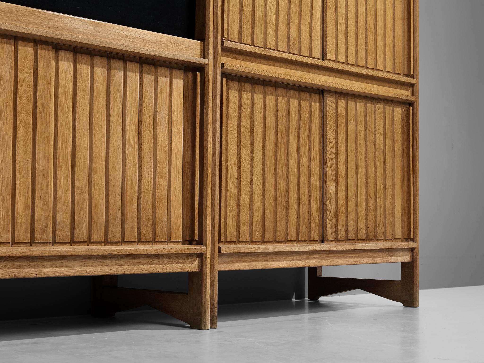 Mid-20th Century Guillerme et Chambron Set of Three Cabinets in Solid Oak