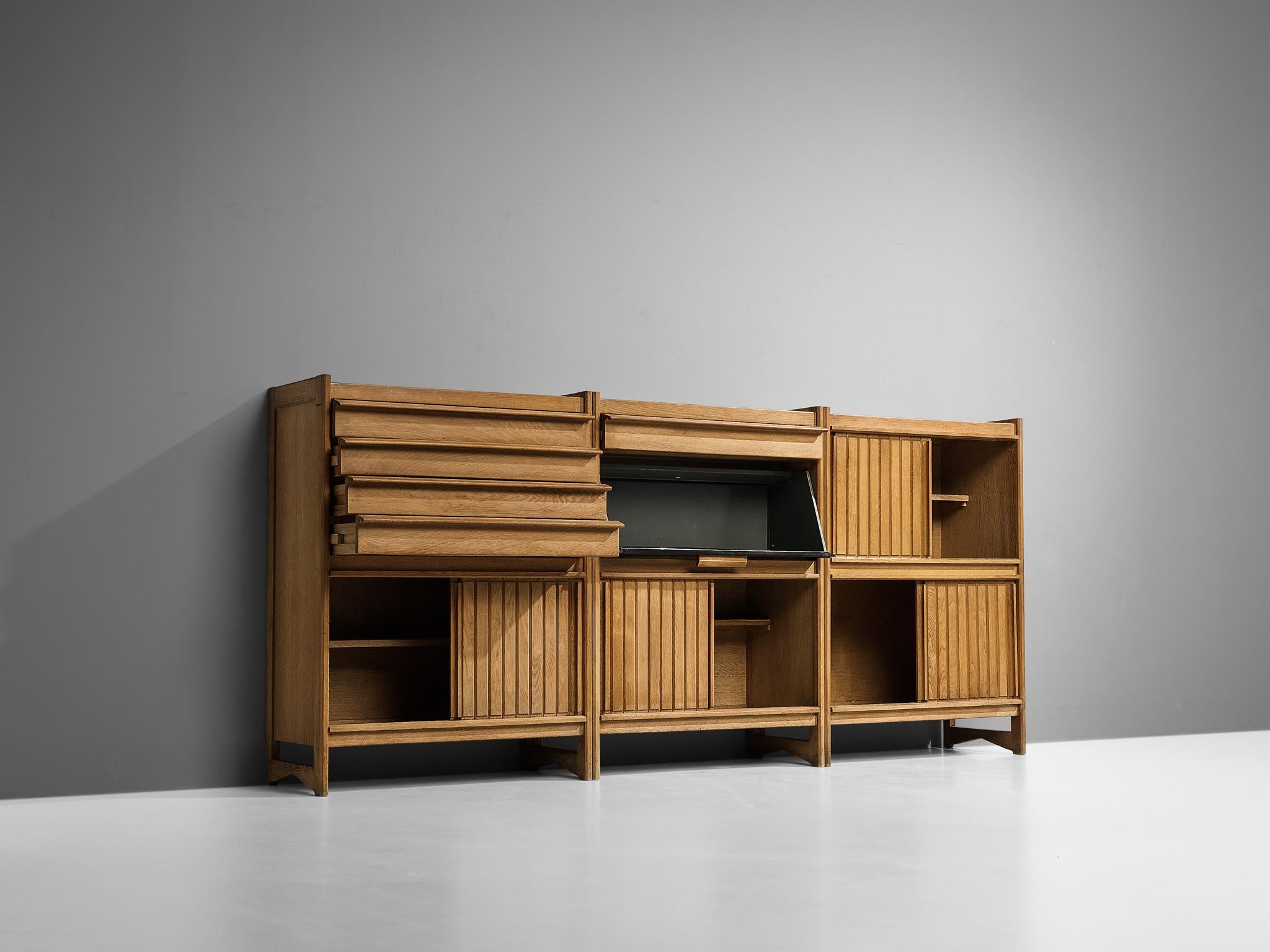 Guillerme et Chambron Set of Three Cabinets in Solid Oak 1
