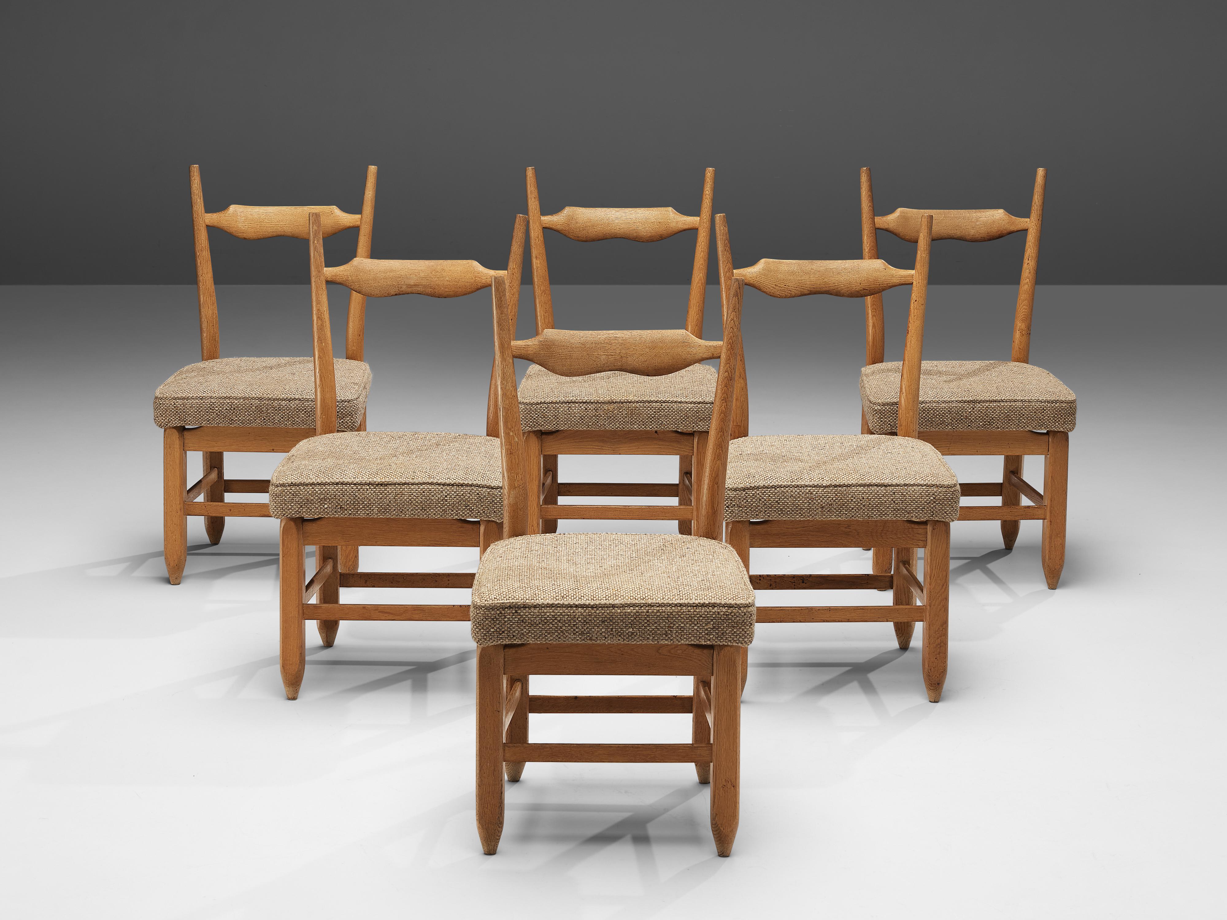 Guillerme et Chambron Set of Twelve Dining Chairs in Solid Oak 5