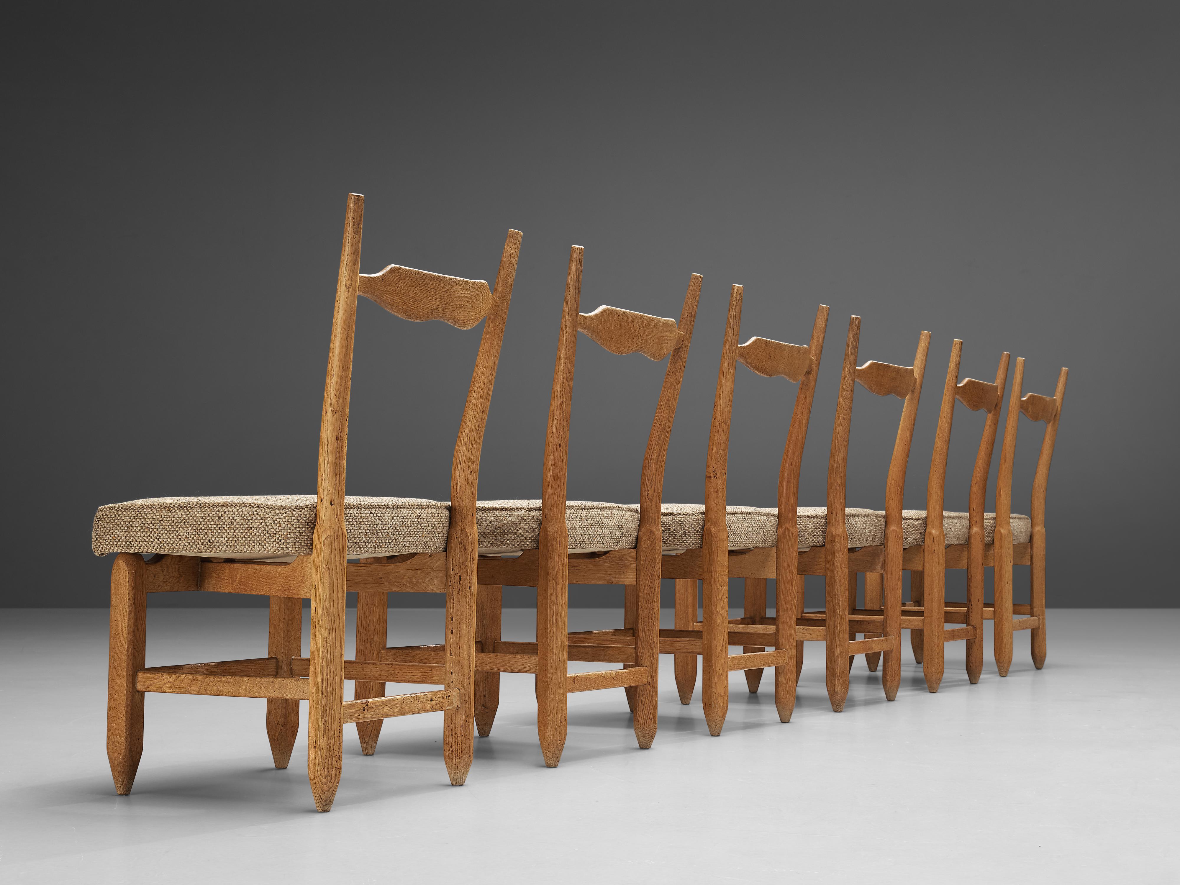 Guillerme et Chambron Set of Twelve Dining Chairs in Solid Oak 6