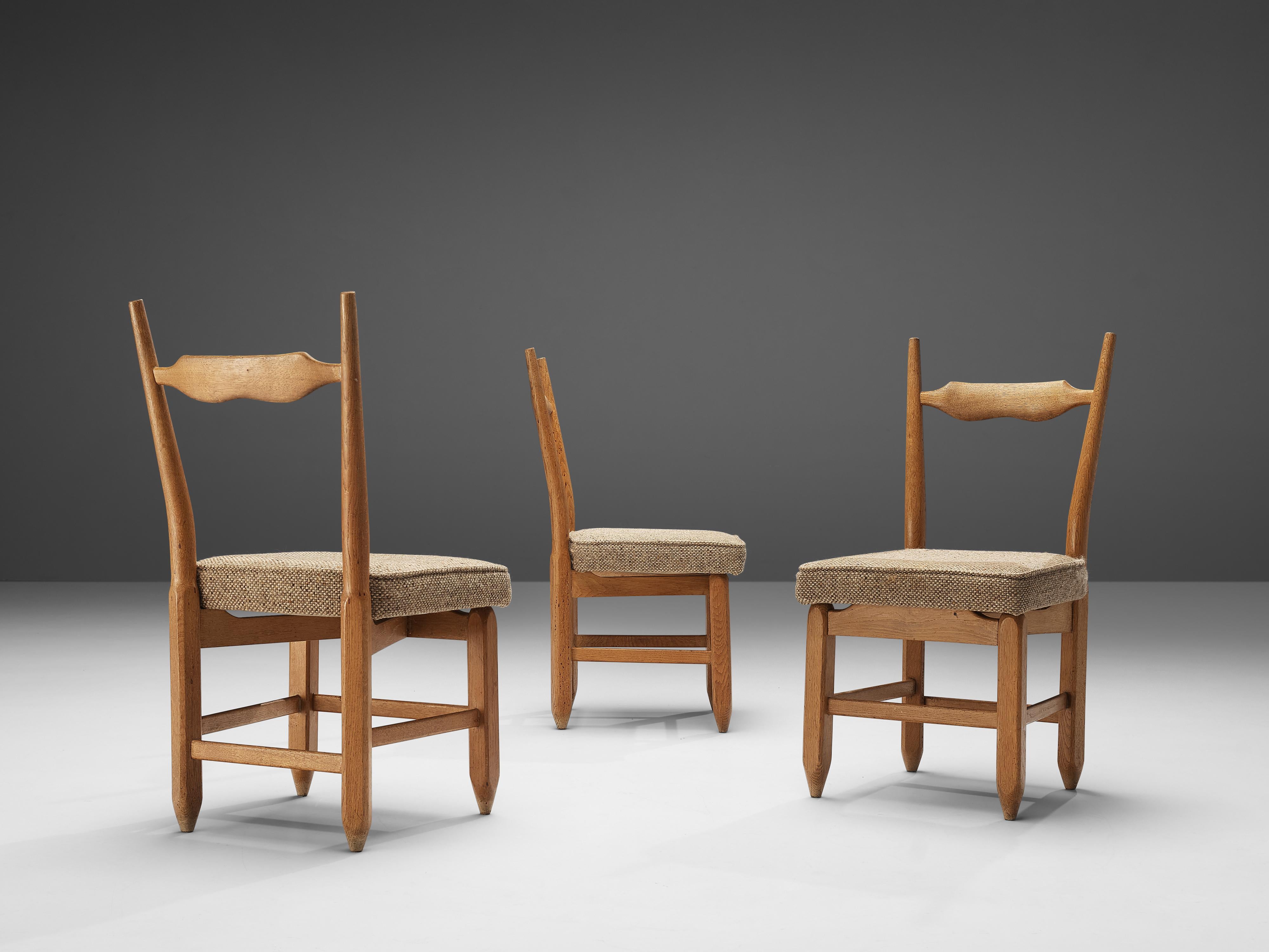 Mid-Century Modern Guillerme et Chambron Set of Twelve Dining Chairs in Solid Oak
