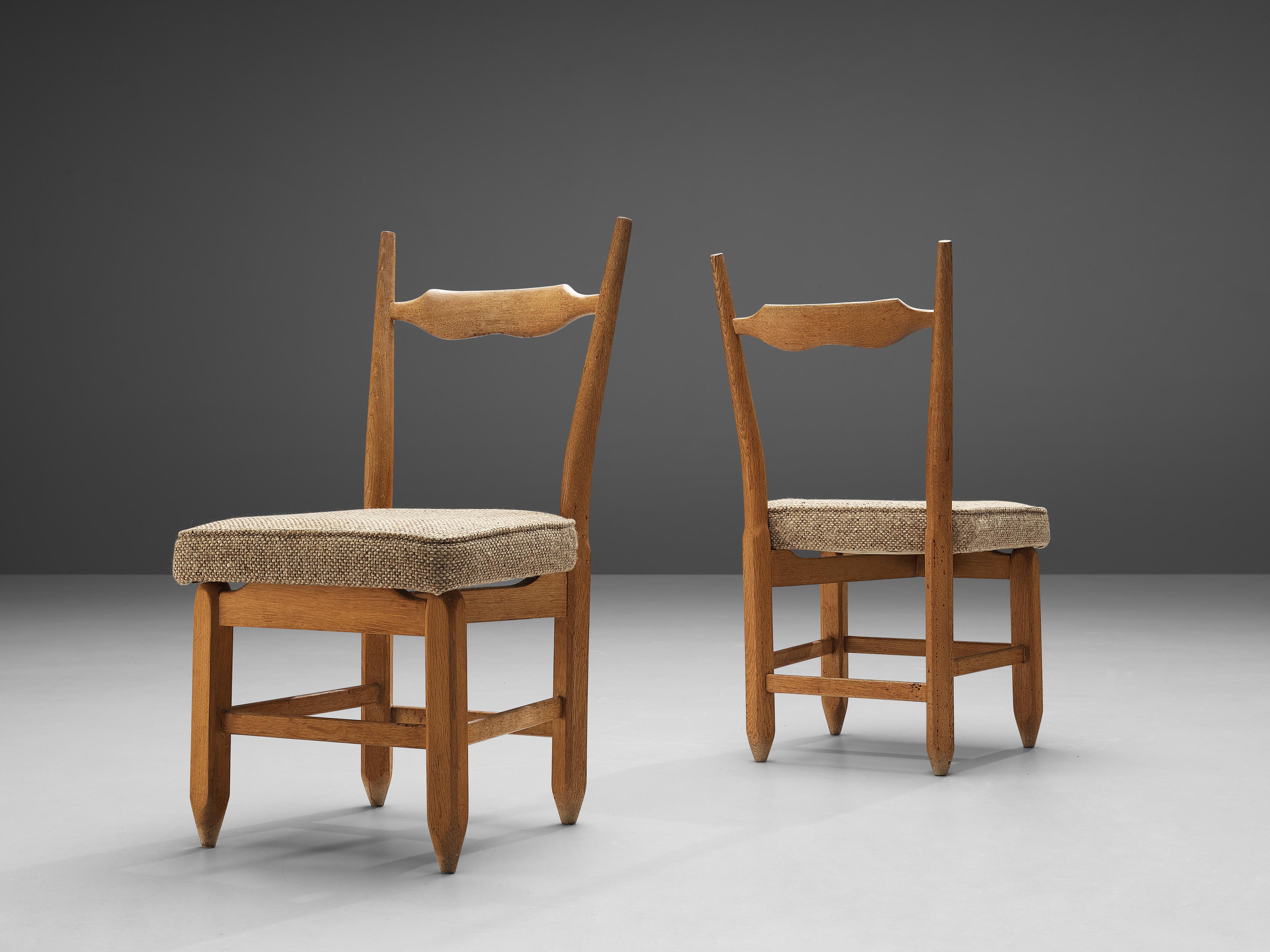 Guillerme et Chambron Set of Twelve Dining Chairs in Solid Oak 1