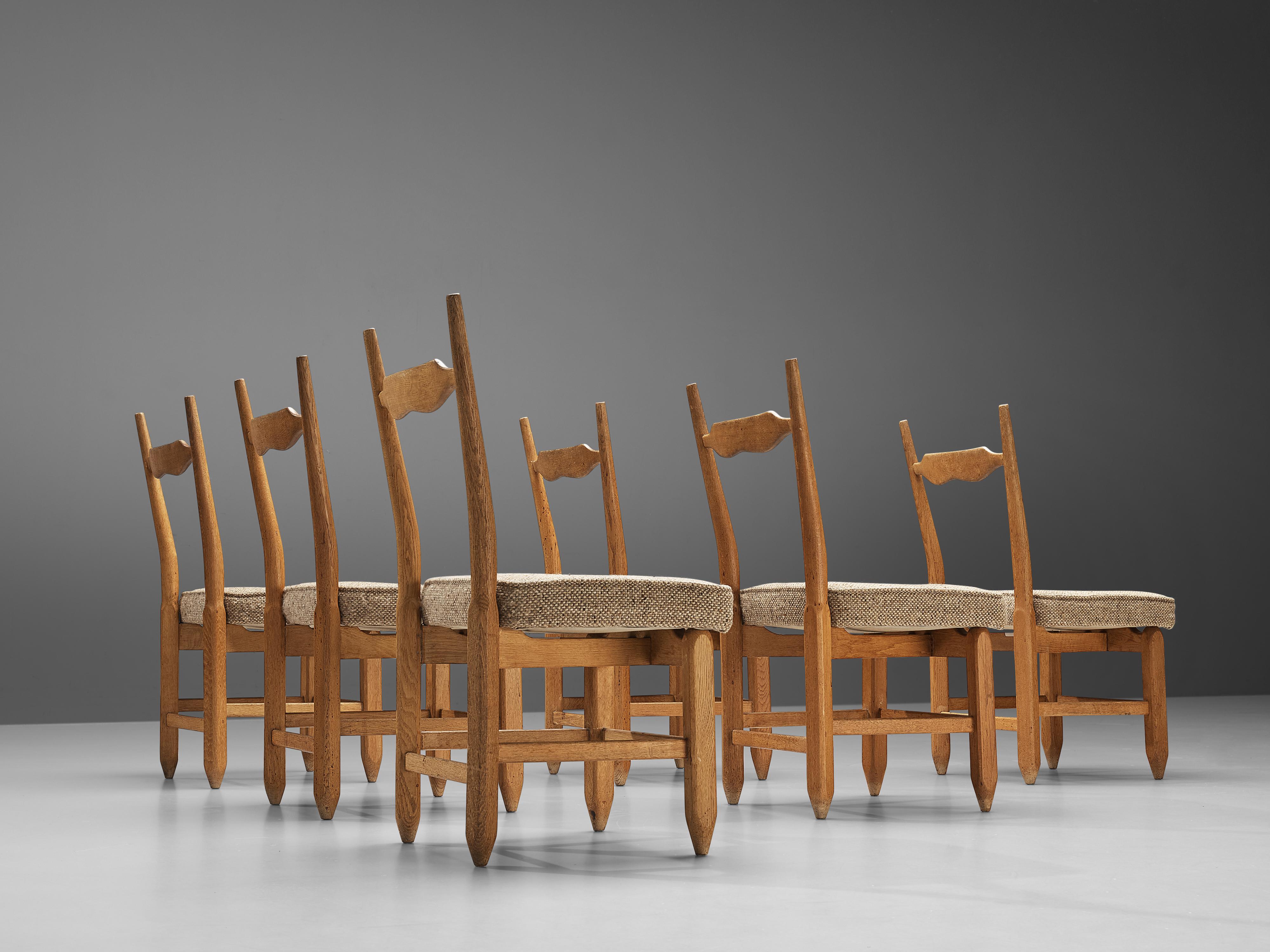 Guillerme et Chambron Set of Twelve Dining Chairs in Solid Oak 2