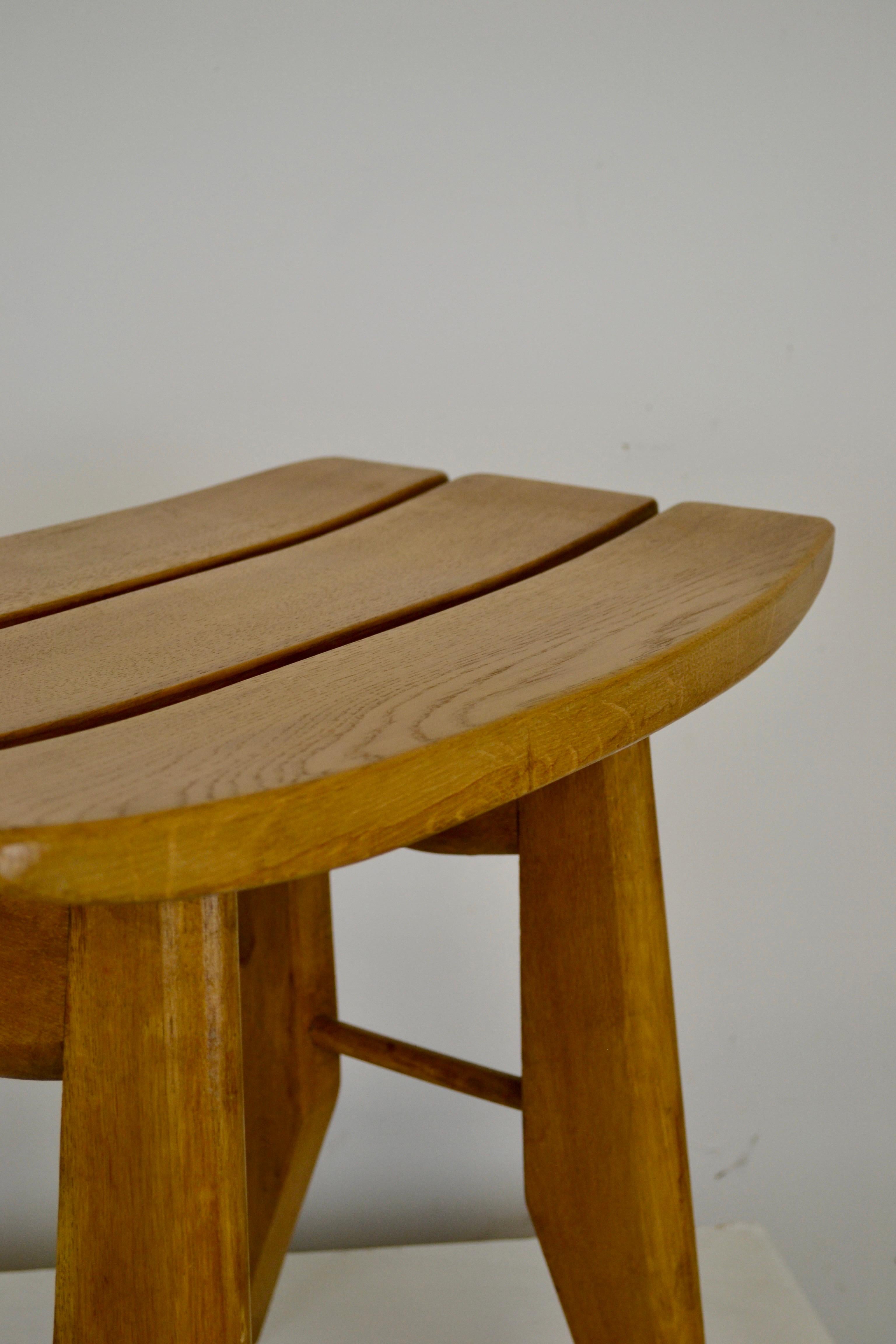 A rare set of two stools by the iconic French designer duo Guillerme et Chambron, crafted in solid oak in the 1960s. These stools are a perfect example of the designers’ mastery of form and function, combining elegance with practicality.

The seat