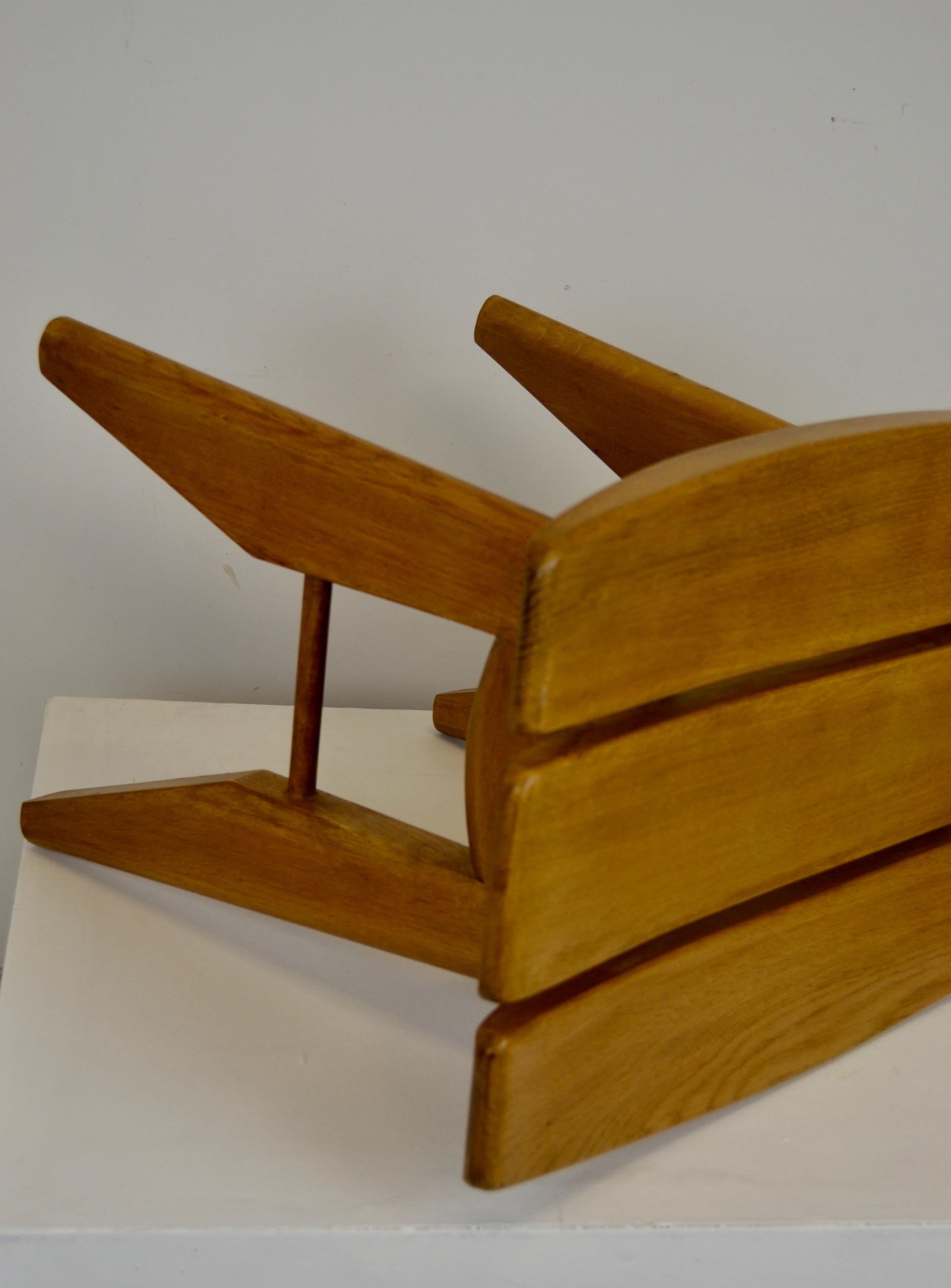 Mid-20th Century Guillerme et Chambron Set of Two Solid Oak Stools, France, 1960s For Sale