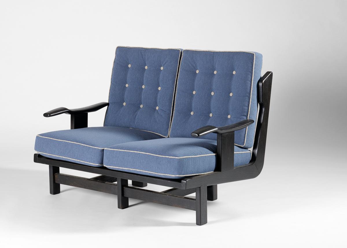 Mid-Century Modern Guillerme et Chambron, canapé et paire de fauteuils, France, années 1960 en vente