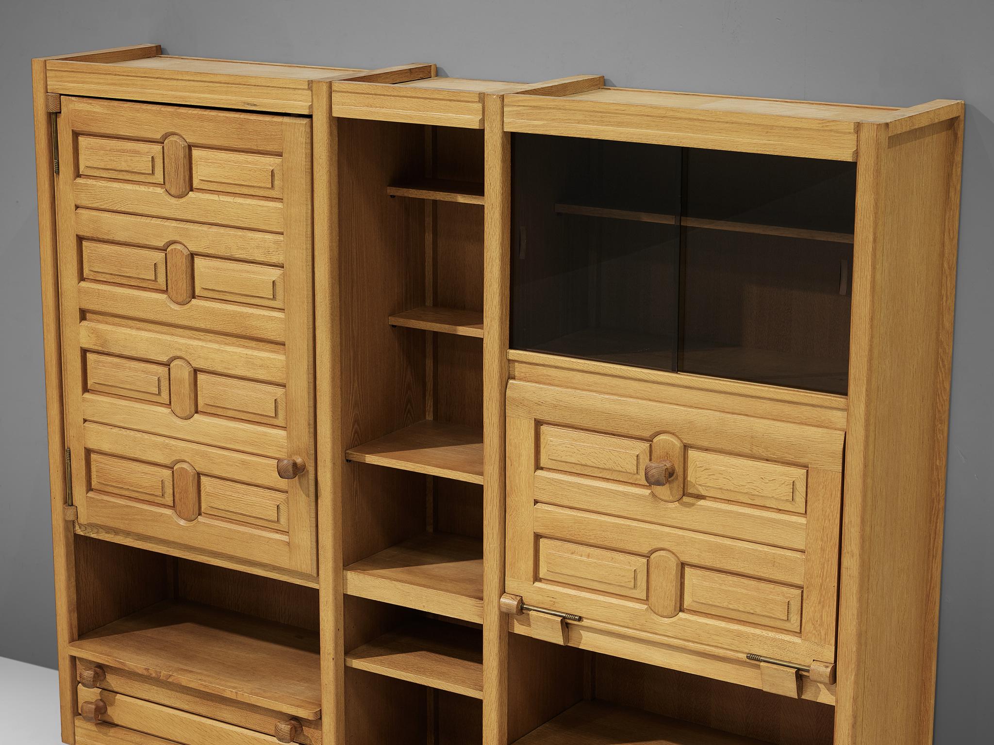 Guillerme et Chambron Shelf with Drawers in Oak 2