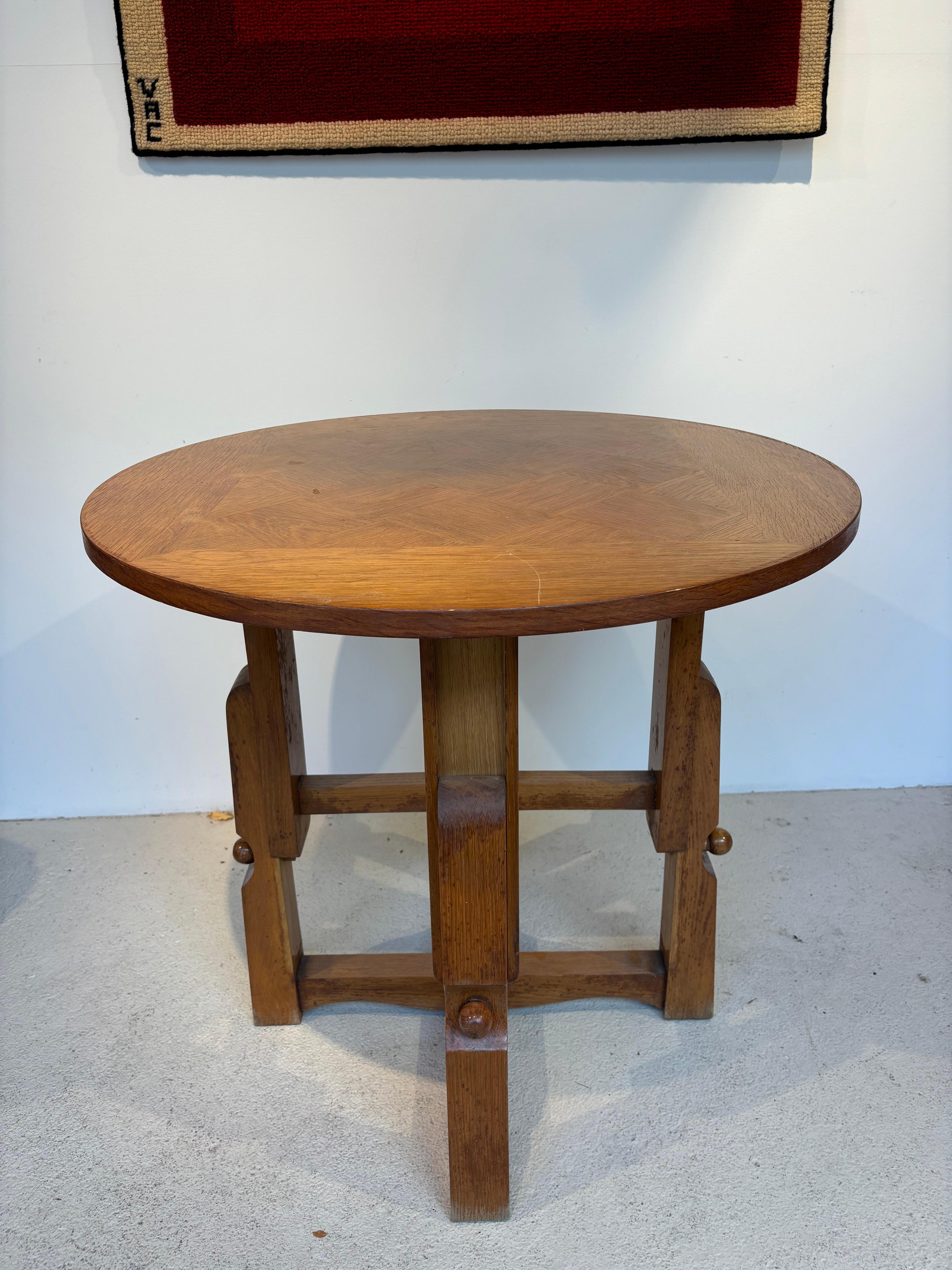 Oak Guillerme et Chambron side table For Sale