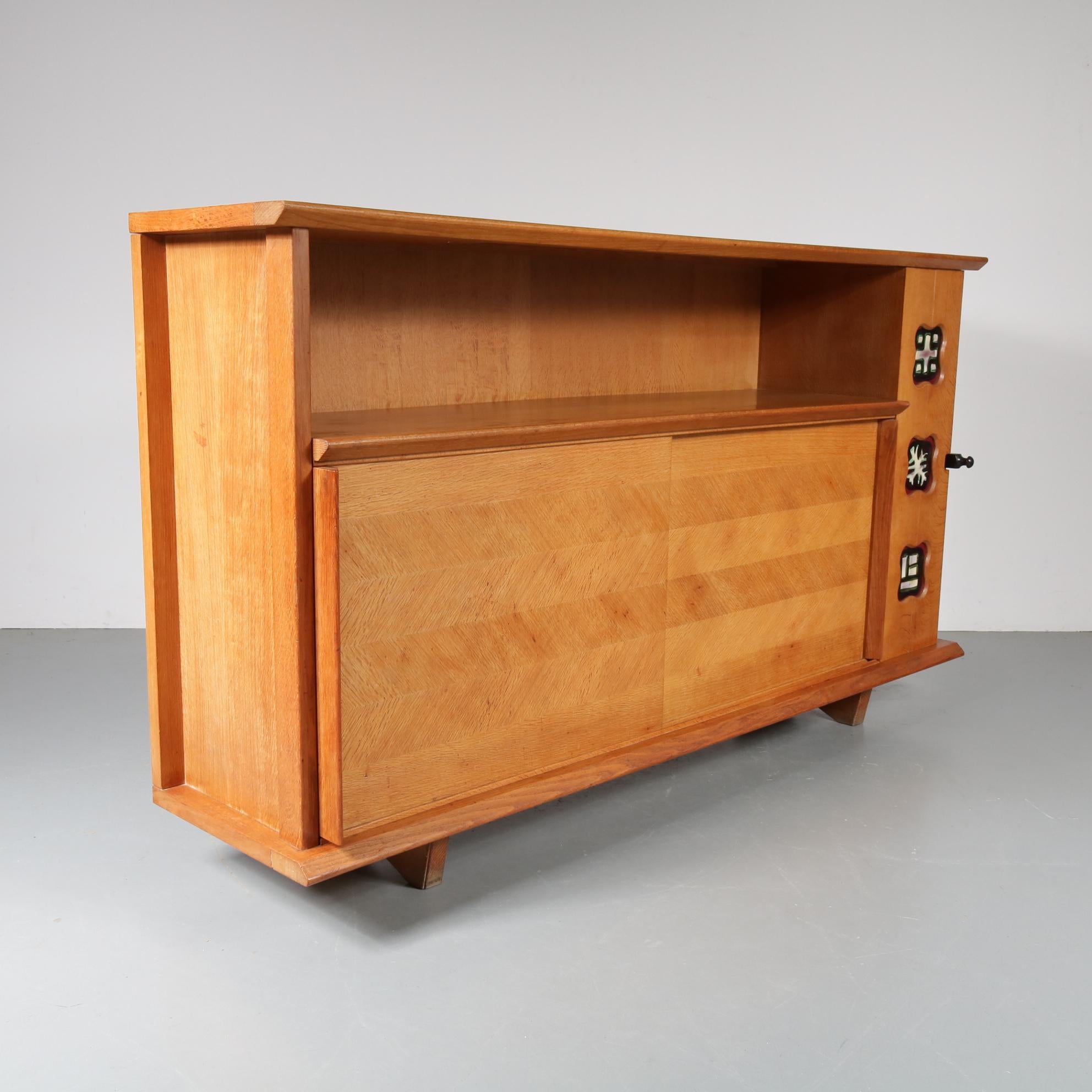 French Guillerme et Chambron Sideboard, France, 1950 For Sale