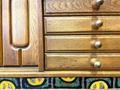 Guillerme et Chambron  Sideboard in Oak and Ceramic, "Edition Votre Maison"