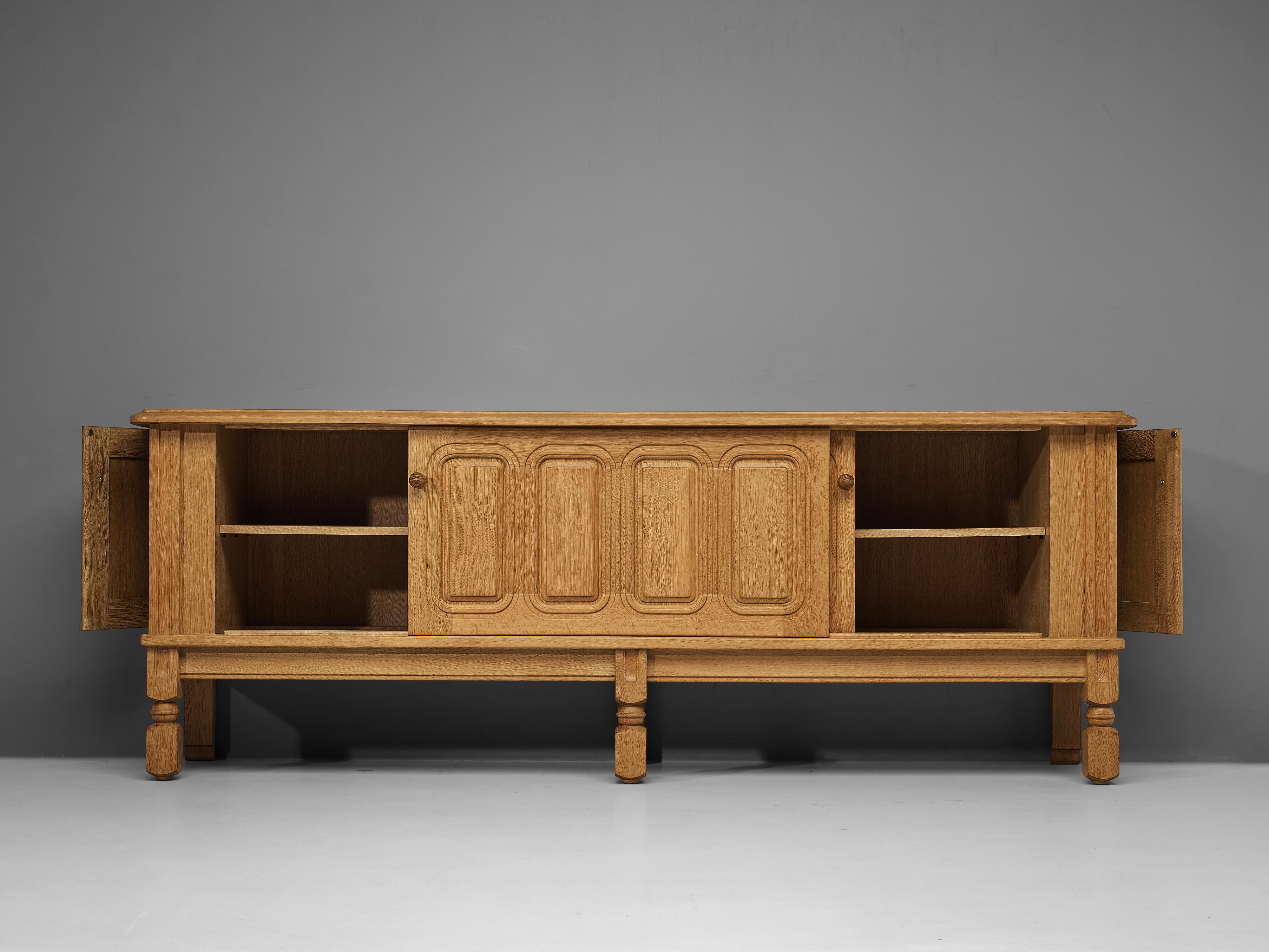 Mid-20th Century Guillerme et Chambron Sideboard in Oak
