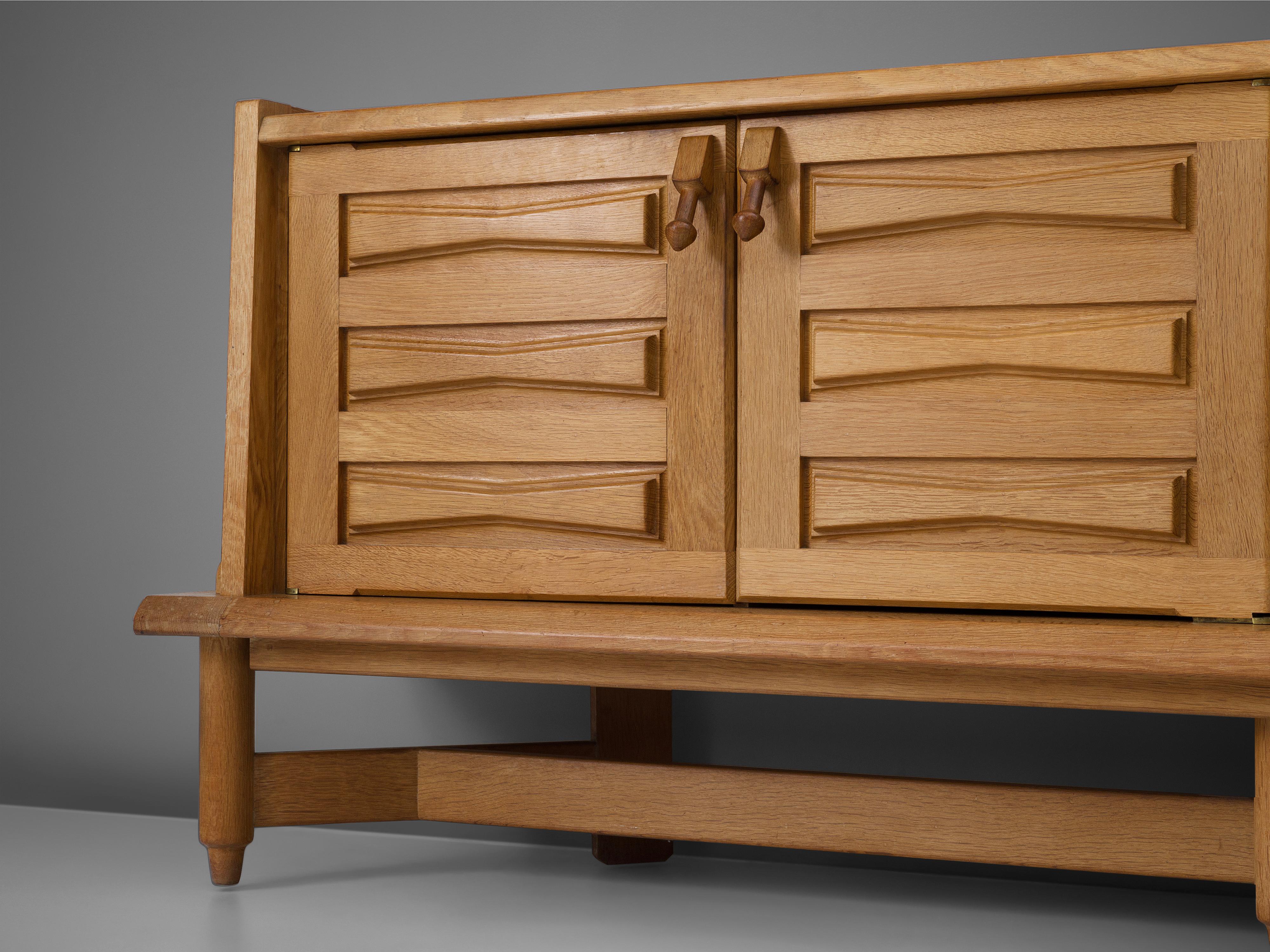 Guillerme et Chambron Sideboard in Oak with Ceramic In Good Condition In Waalwijk, NL