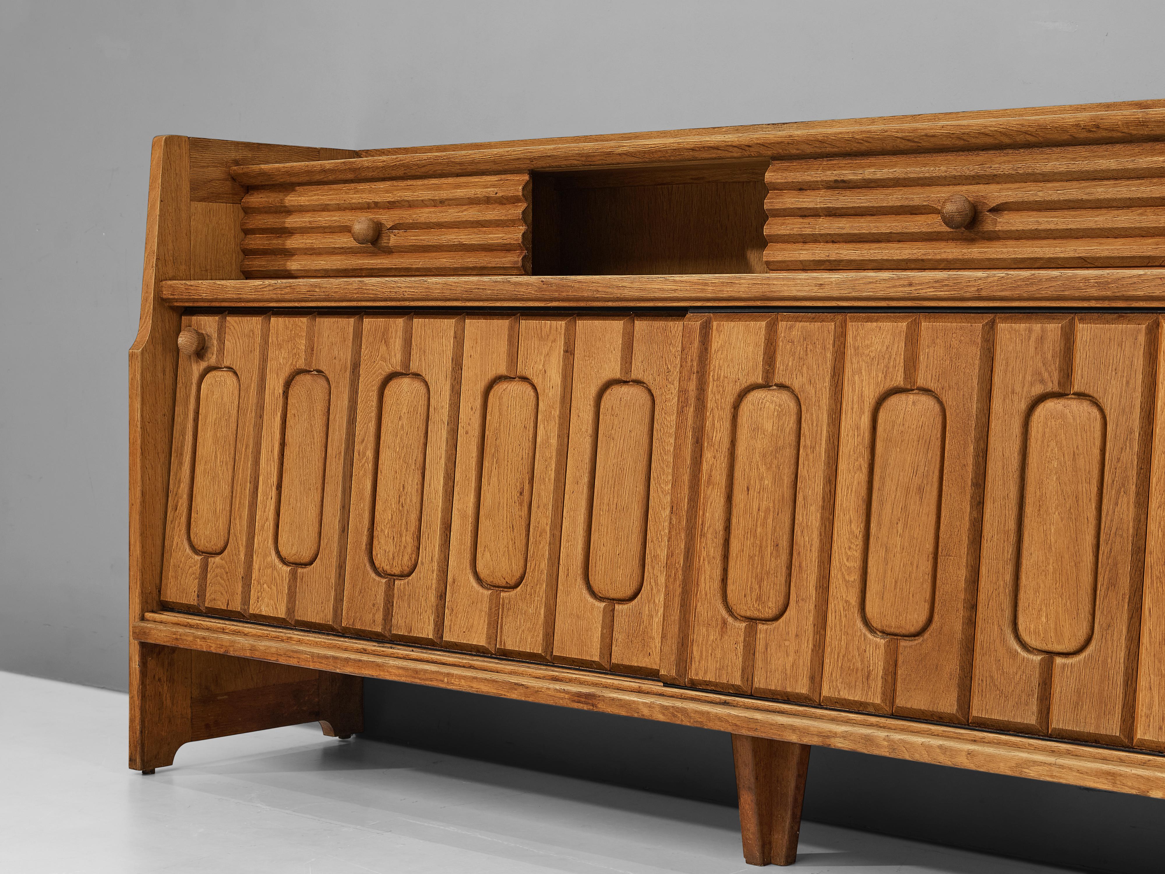 Guillerme et Chambron Sideboard in Oak with Ceramic In Good Condition In Waalwijk, NL