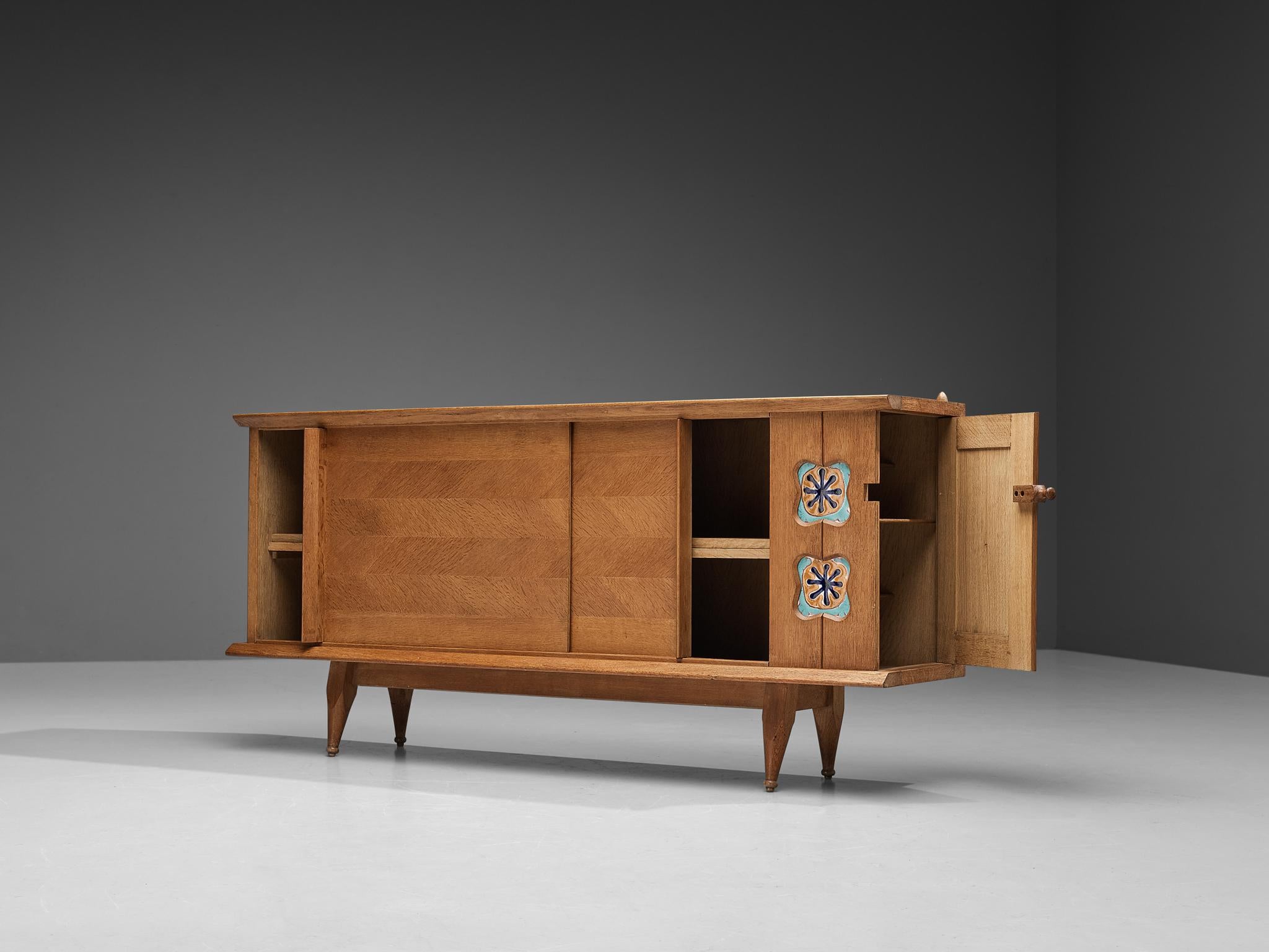 Guillerme & Chambron Sideboard in Oak with Ceramic Tiles 2