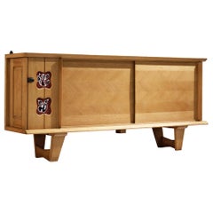 Guillerme et Chambron Sideboard in Oak with Ceramic Tiles